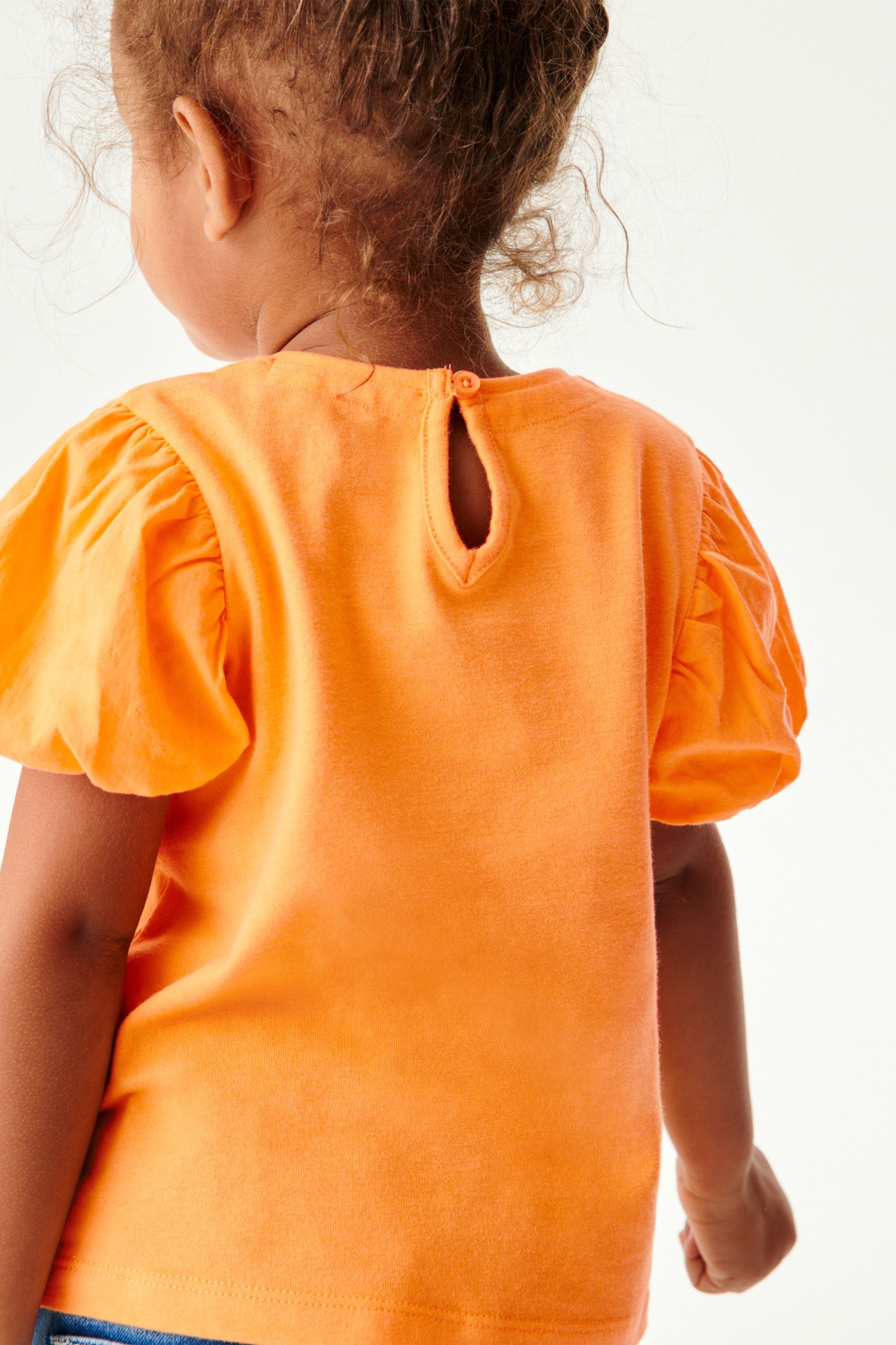 Orange Cotton Puff Sleeve T-Shirt (3mths-7yrs)