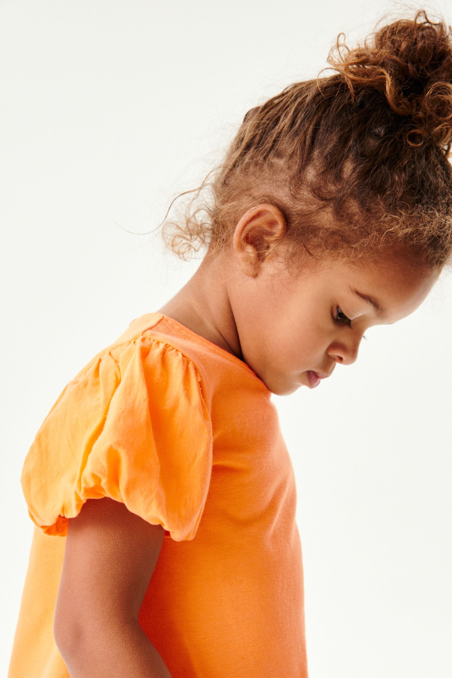 Orange Cotton Puff Sleeve T-Shirt (3mths-7yrs)