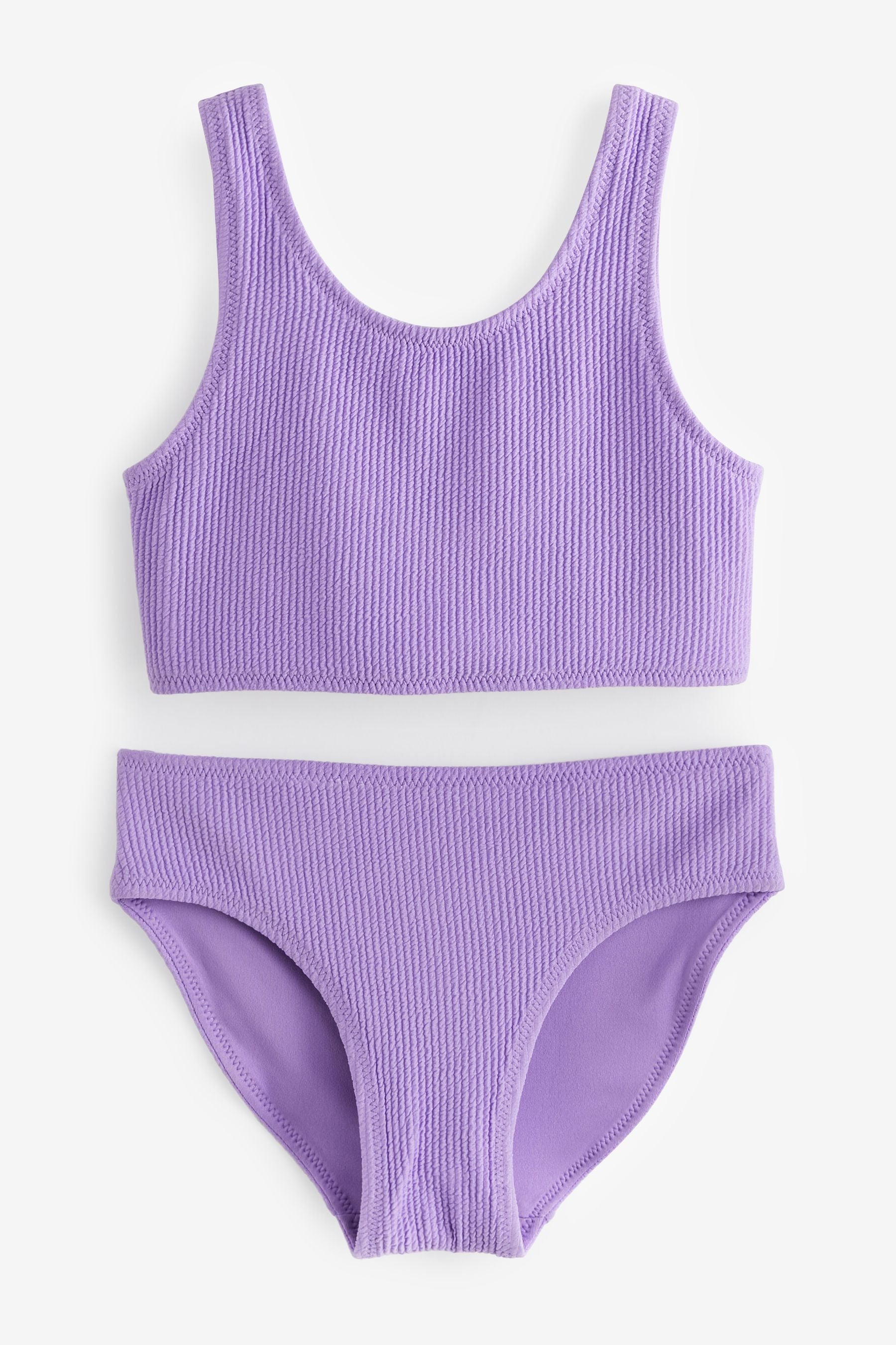 Purple Textured Crinkle Bikini Set