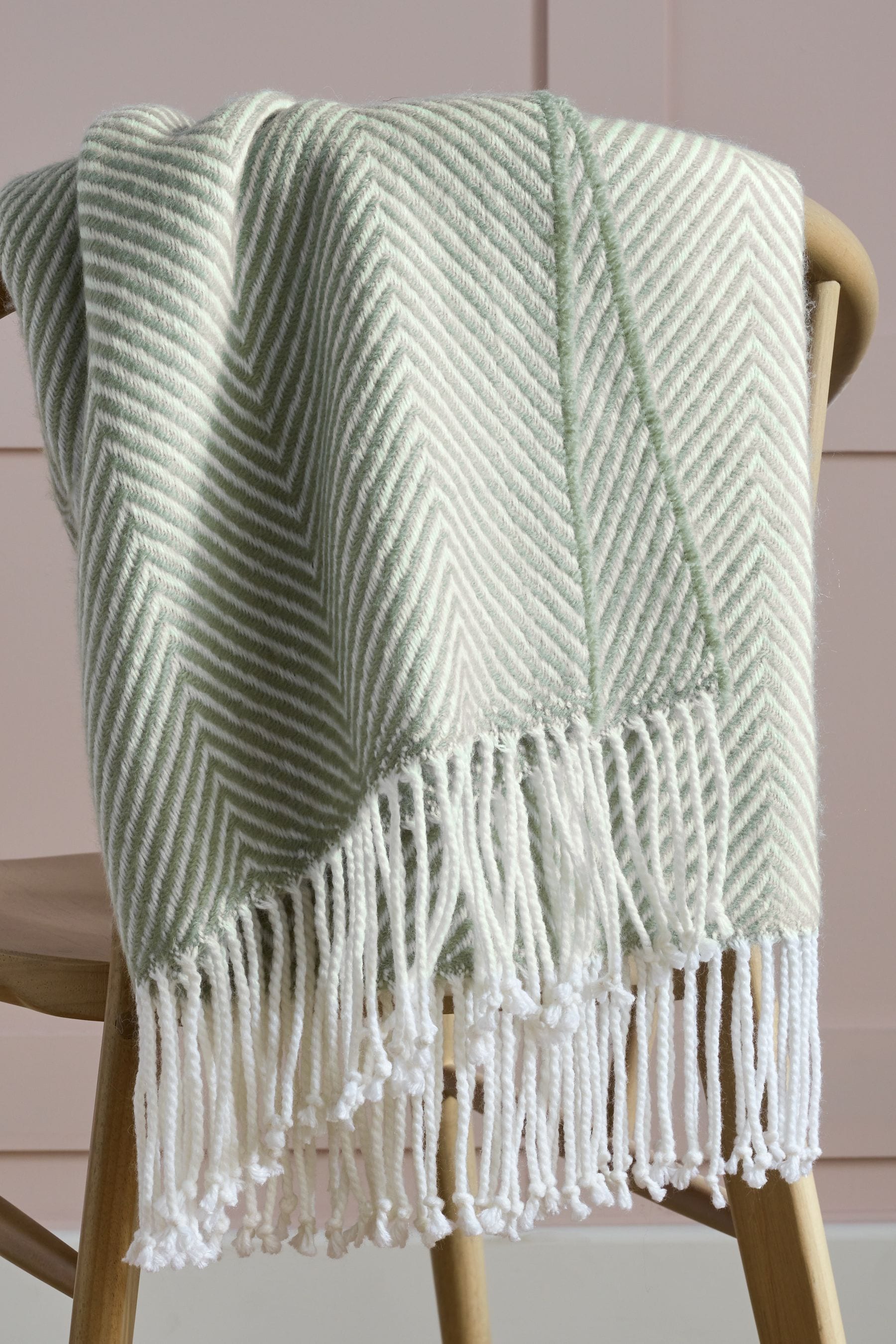 Sage Green Herringbone Throw