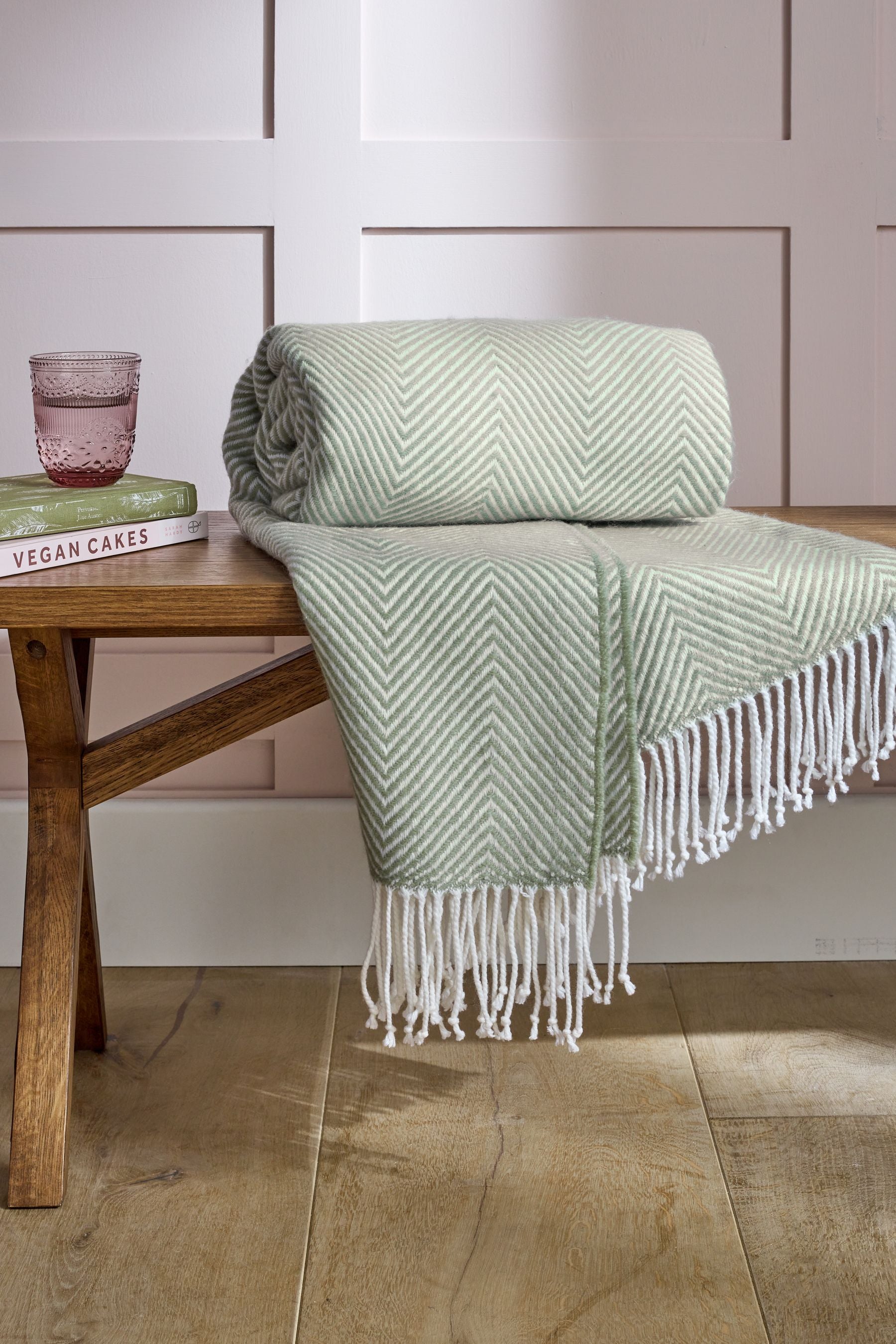 Sage Green Herringbone Throw