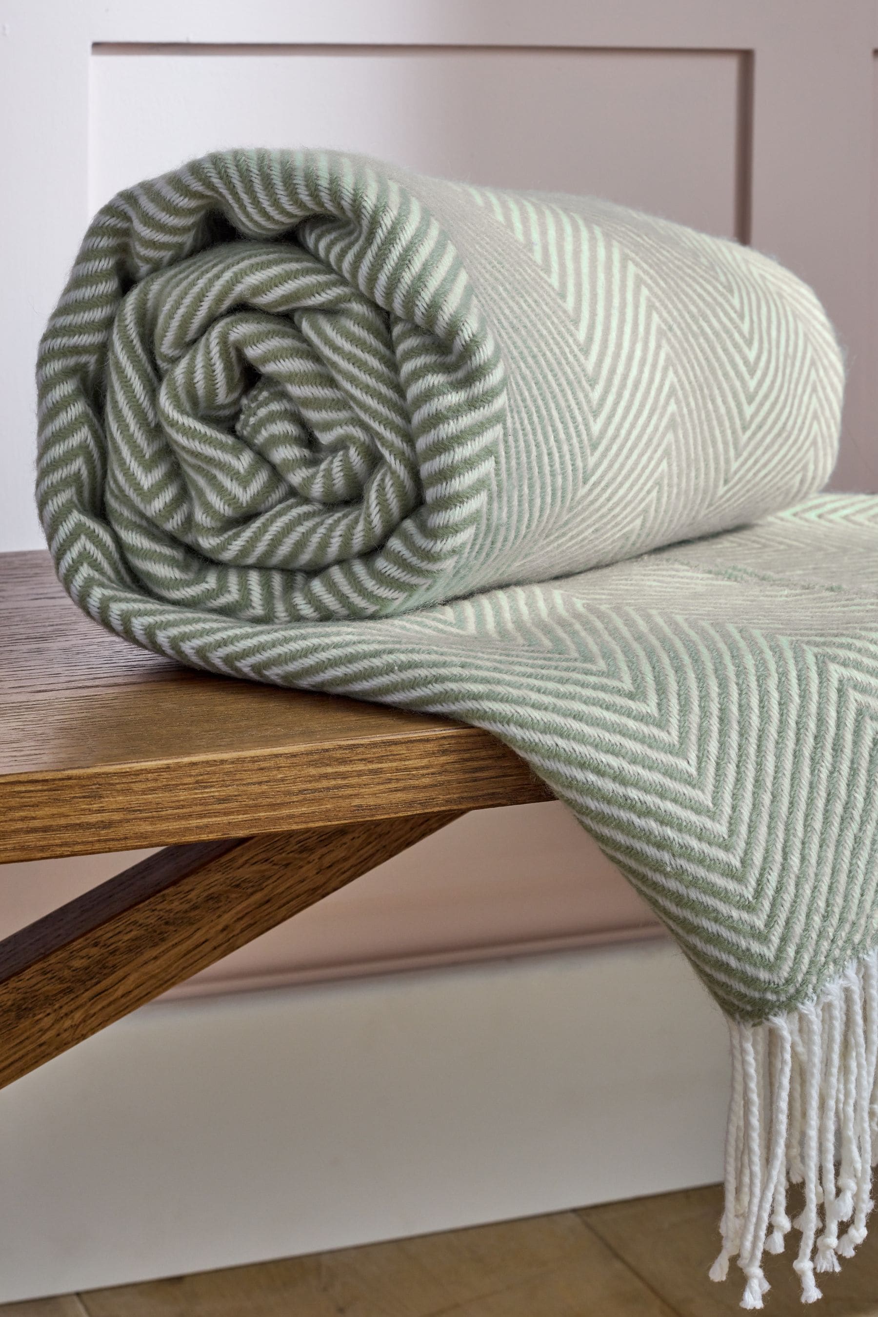 Sage Green Herringbone Throw