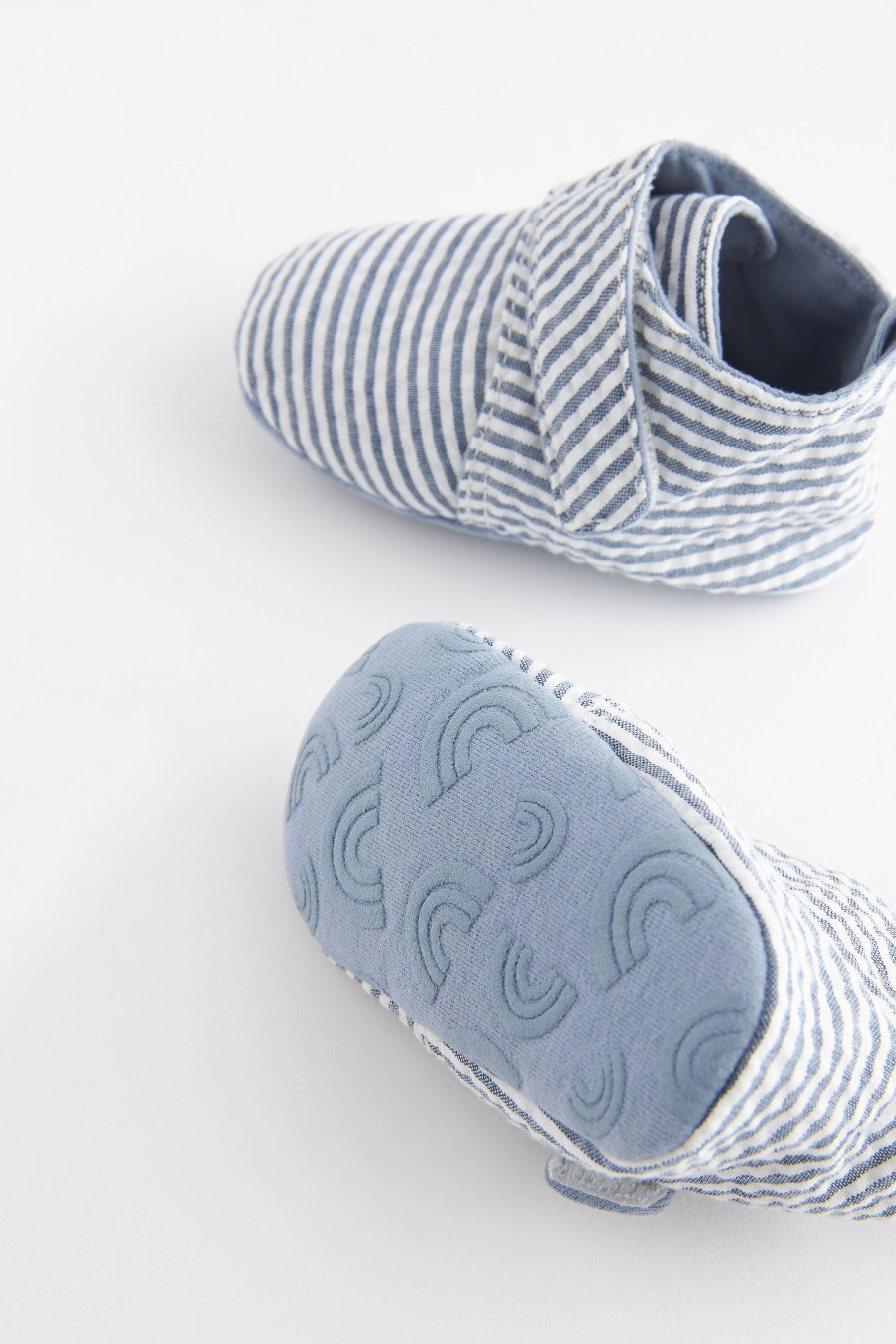 Blue Stripe Baby Muslin Wrap Booties (0-24mths)