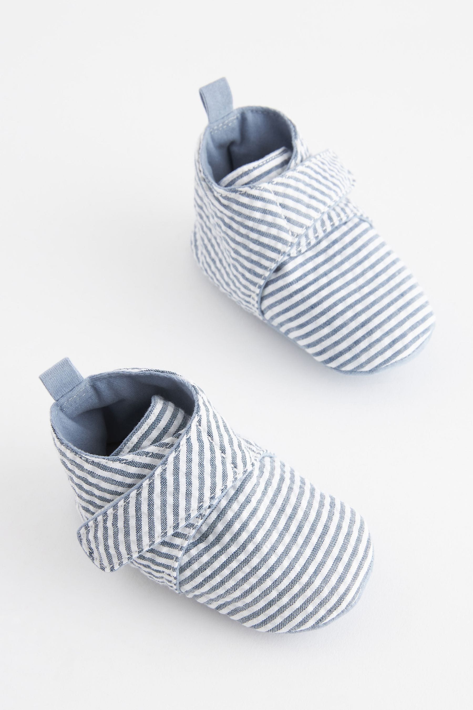 Blue Stripe Baby Muslin Wrap Booties (0-24mths)