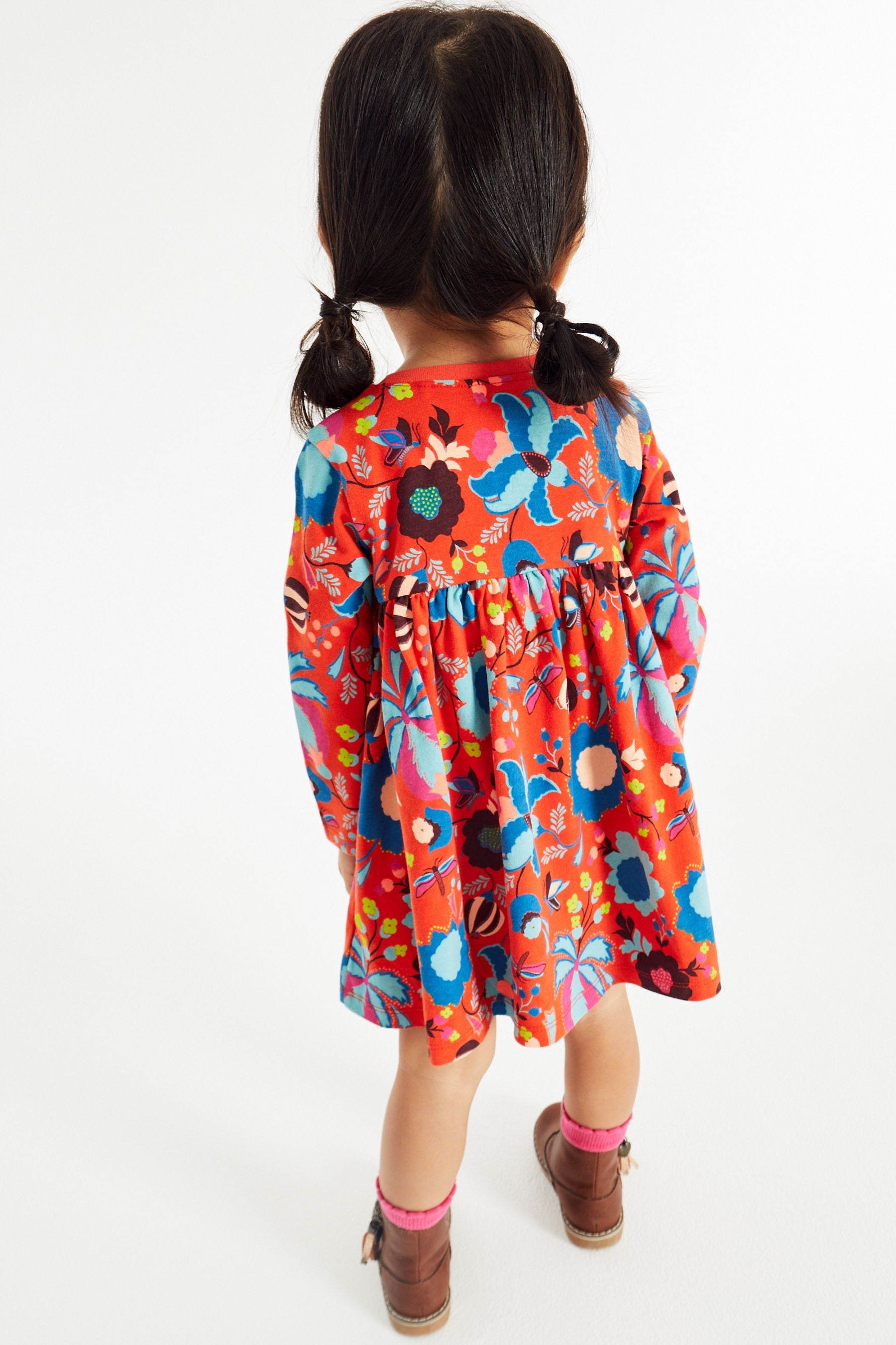 Red Long Sleeve Jersey Dress (3mths-7yrs)