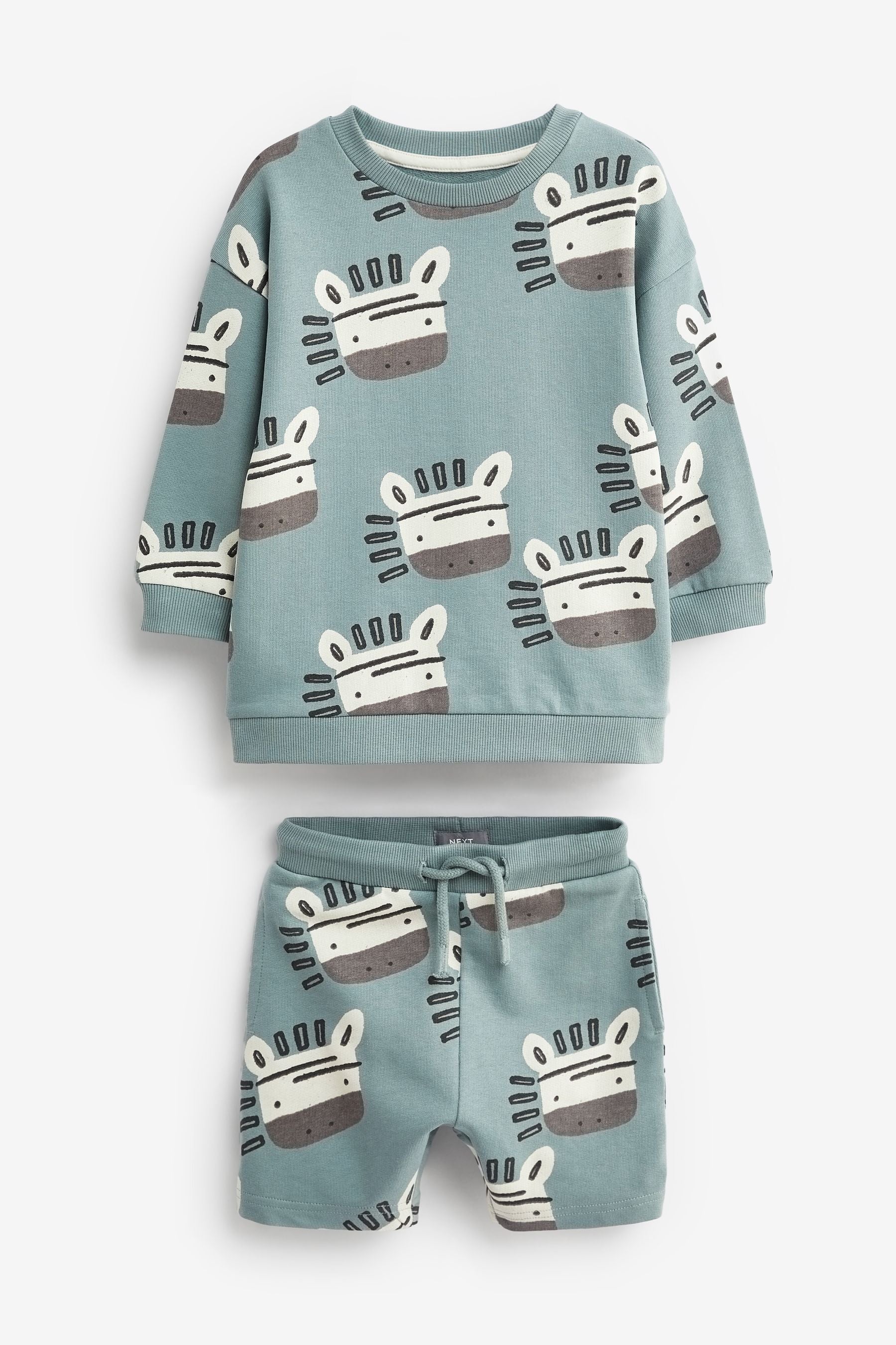 Blue Zebra All Over Print Sweatshirt and Shorts Set (3mths-7yrs)