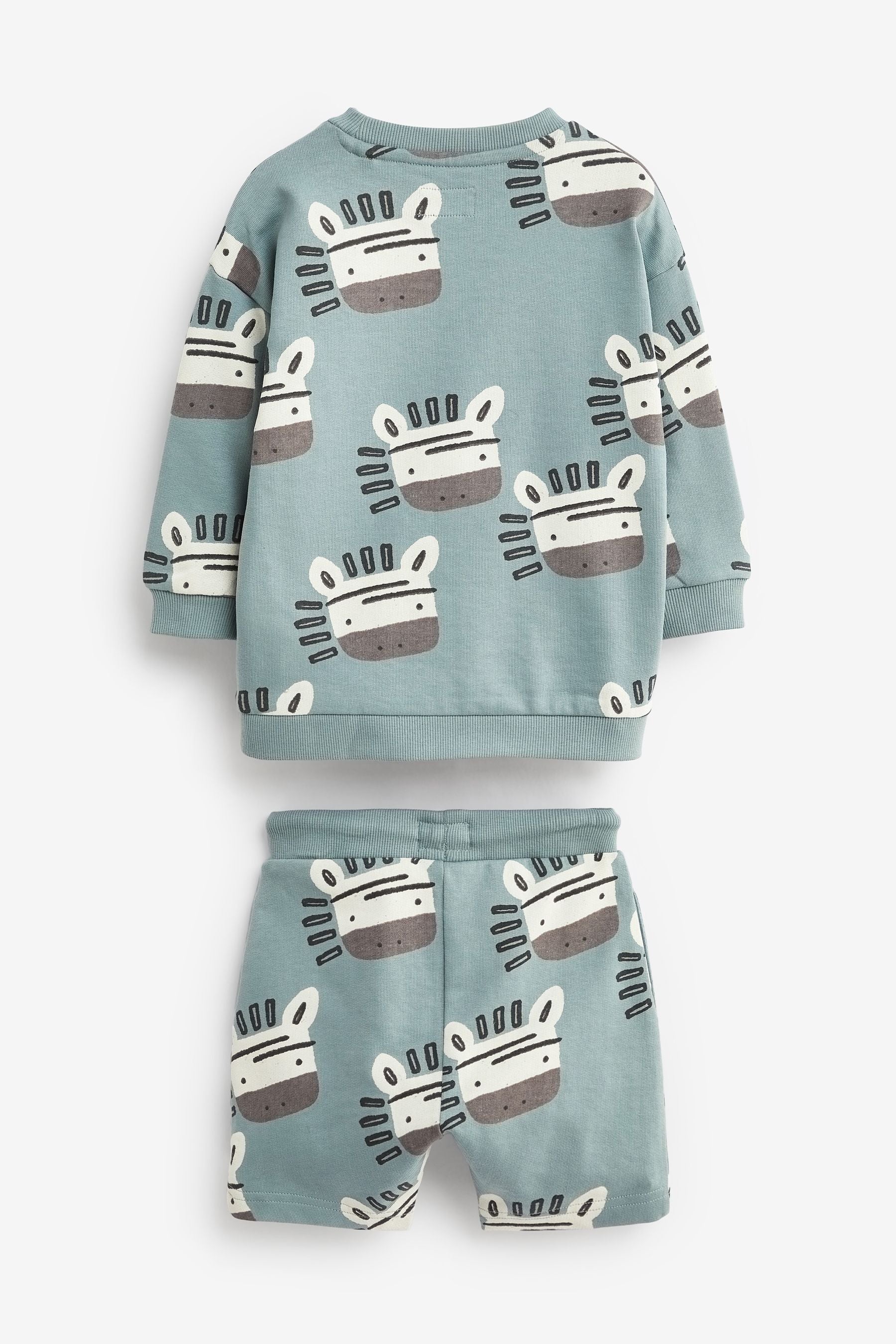 Blue Zebra All Over Print Sweatshirt and Shorts Set (3mths-7yrs)