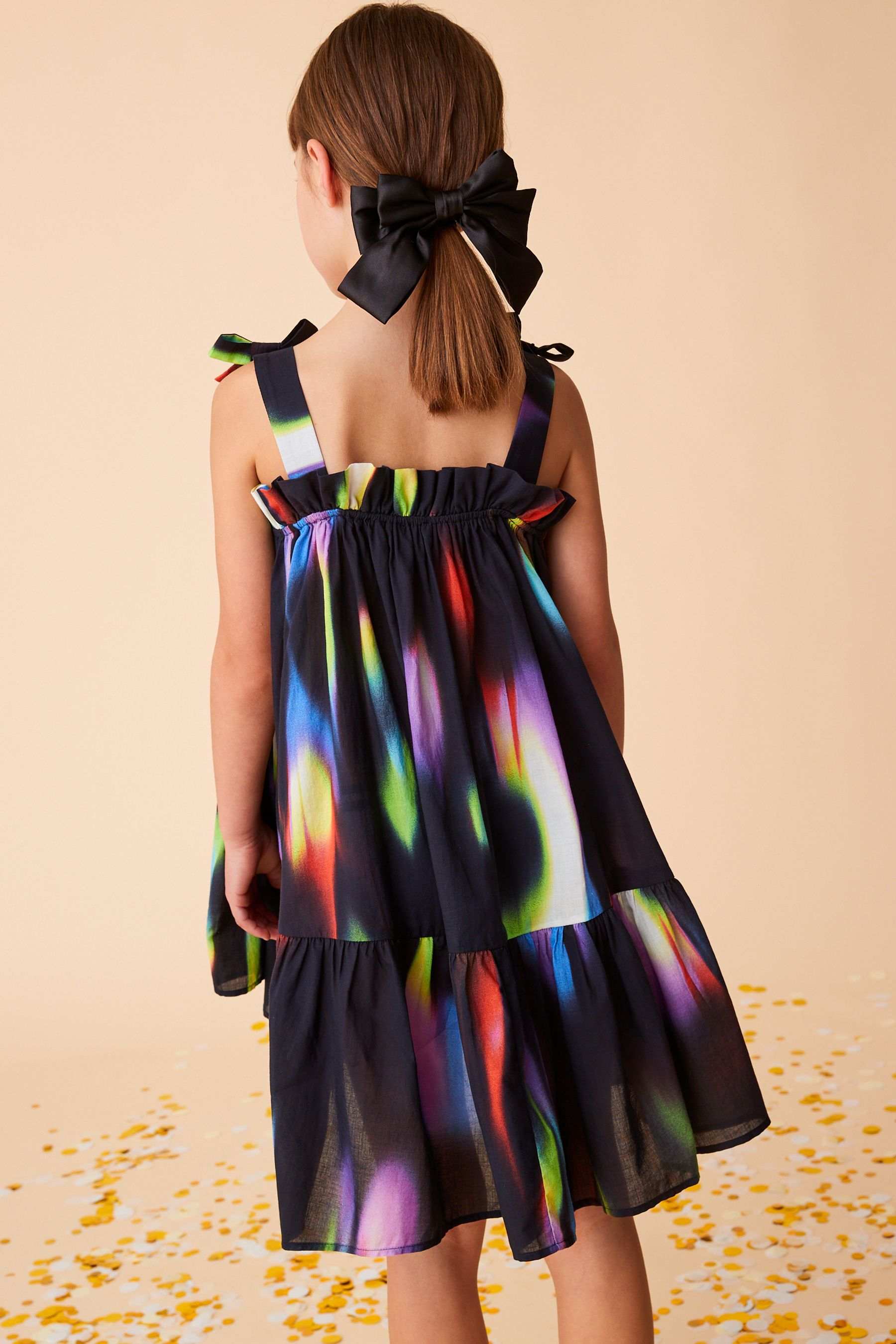 Rainbow Blur Print Tie Shoulder Dress (3-16yrs)