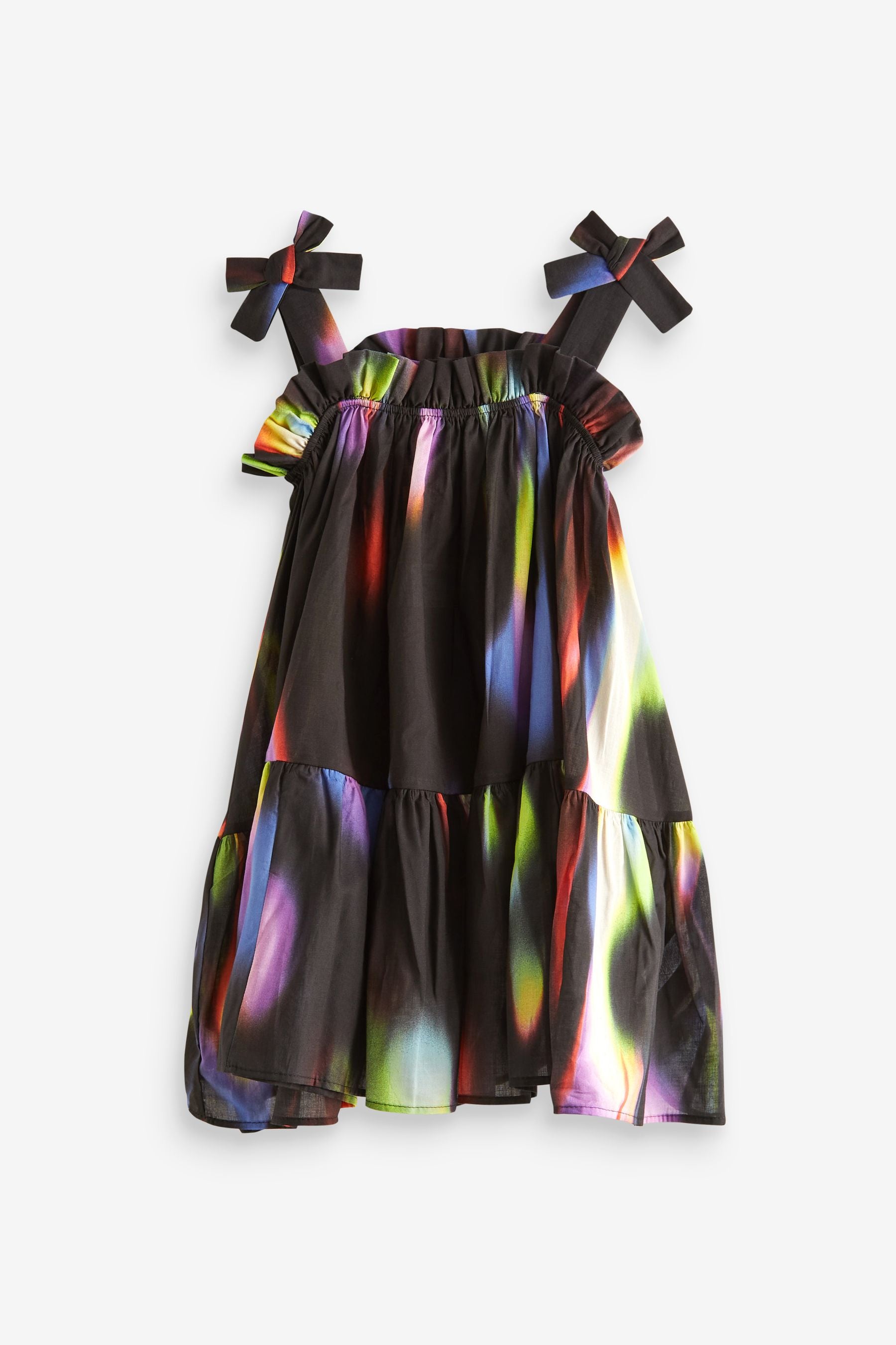 Rainbow Blur Print Tie Shoulder Dress (3-16yrs)