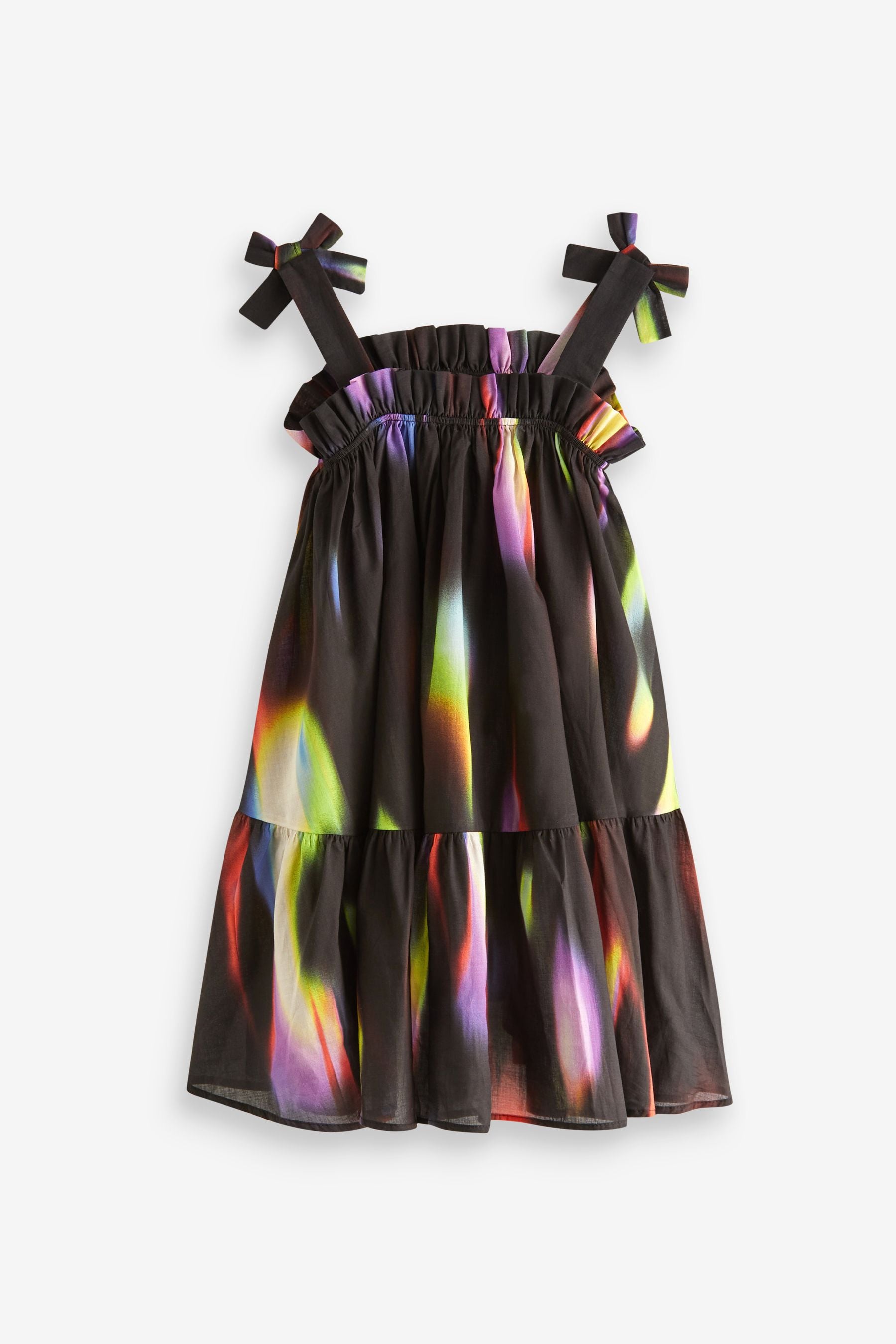 Rainbow Blur Print Tie Shoulder Dress (3-16yrs)