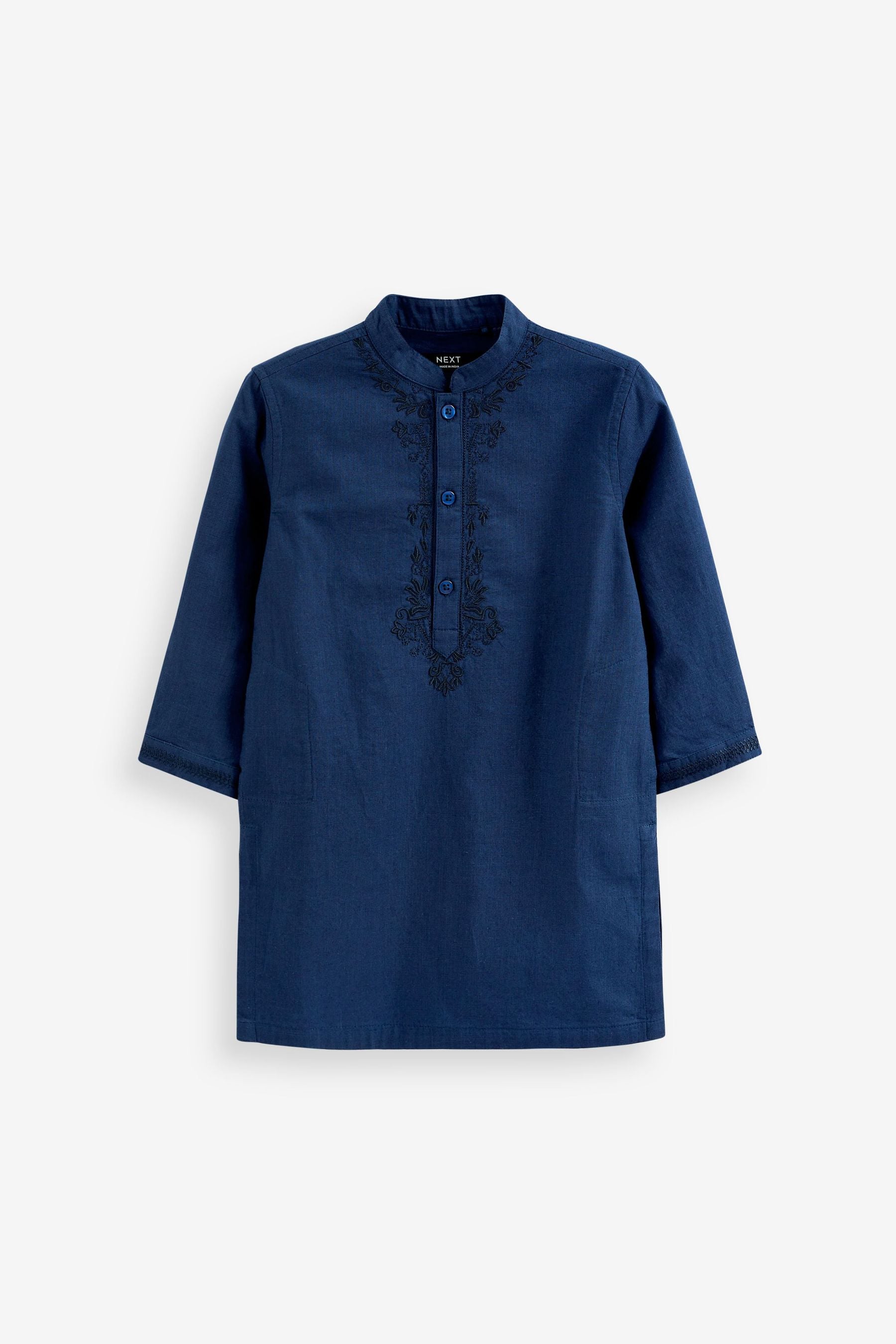 Navy Blue Embroidered Boys Kurta (3mths-7yrs)