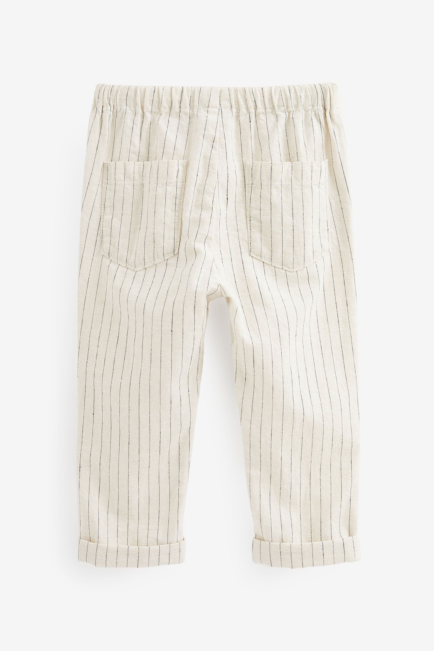 Ecru Cream Stripe Linen Blend Pull-On Trousers (3mths-7yrs)