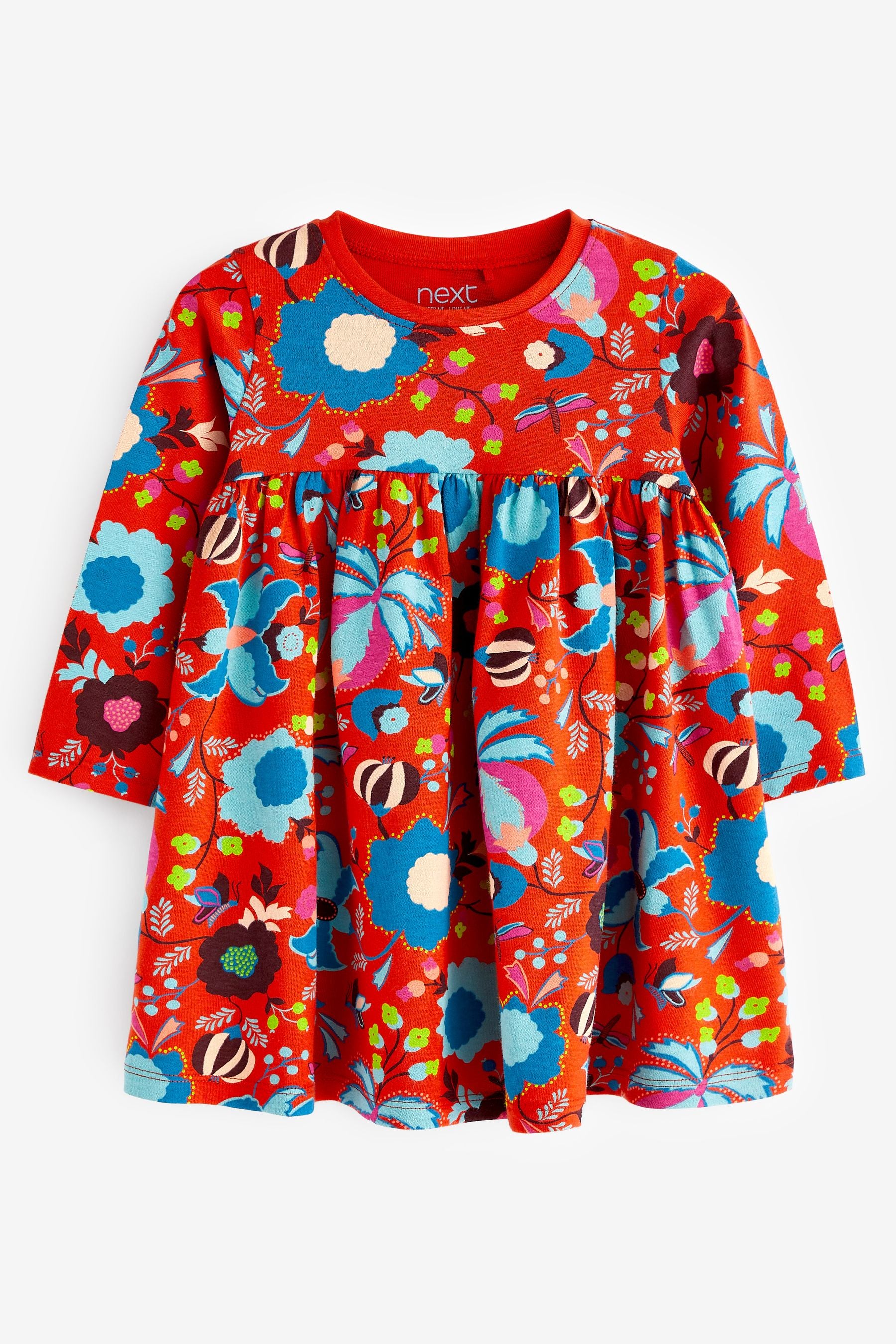 Red Long Sleeve Jersey Dress (3mths-7yrs)