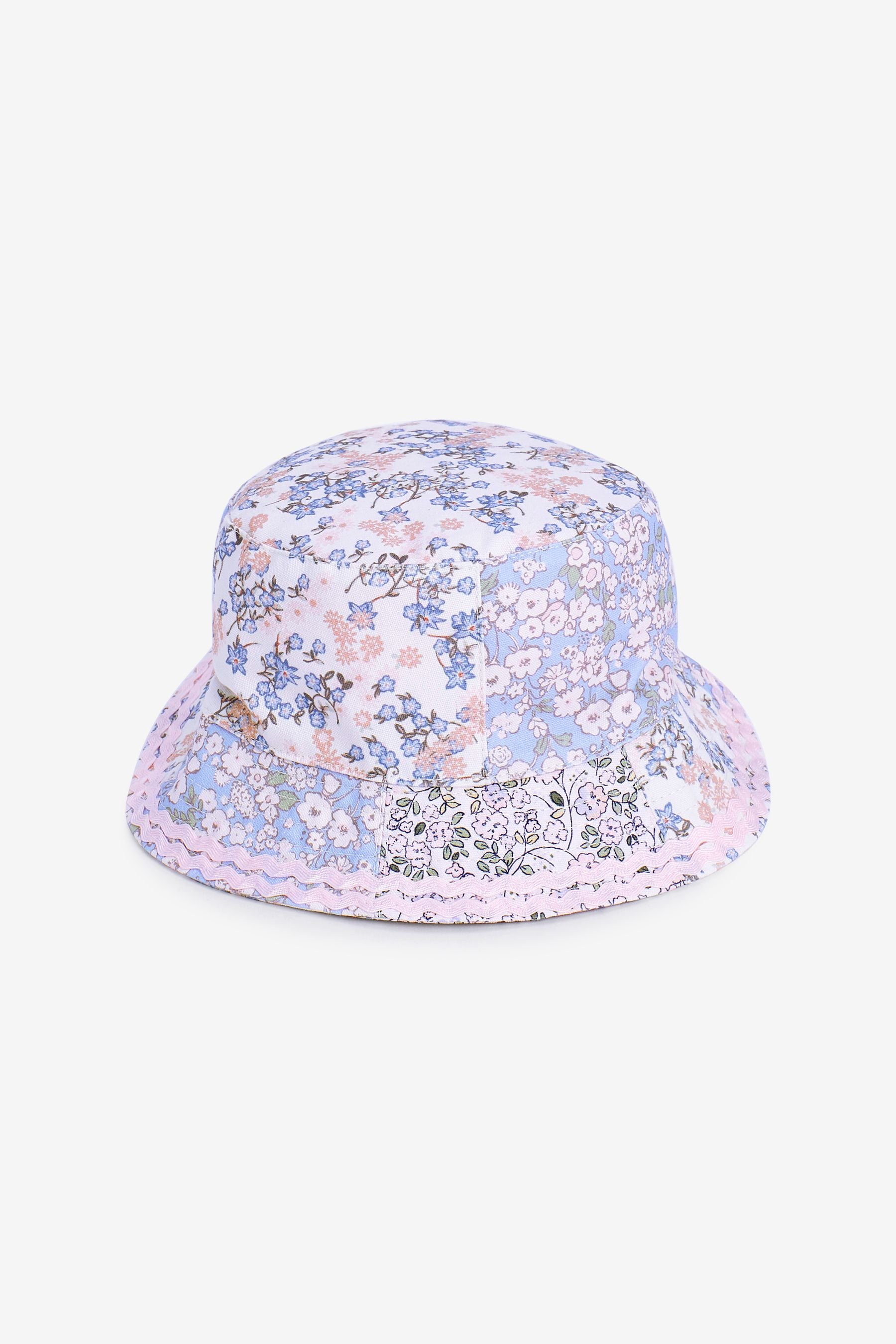 Pink/Blue Ditsy Patchwork Bucket Hat (3mths-10yrs)