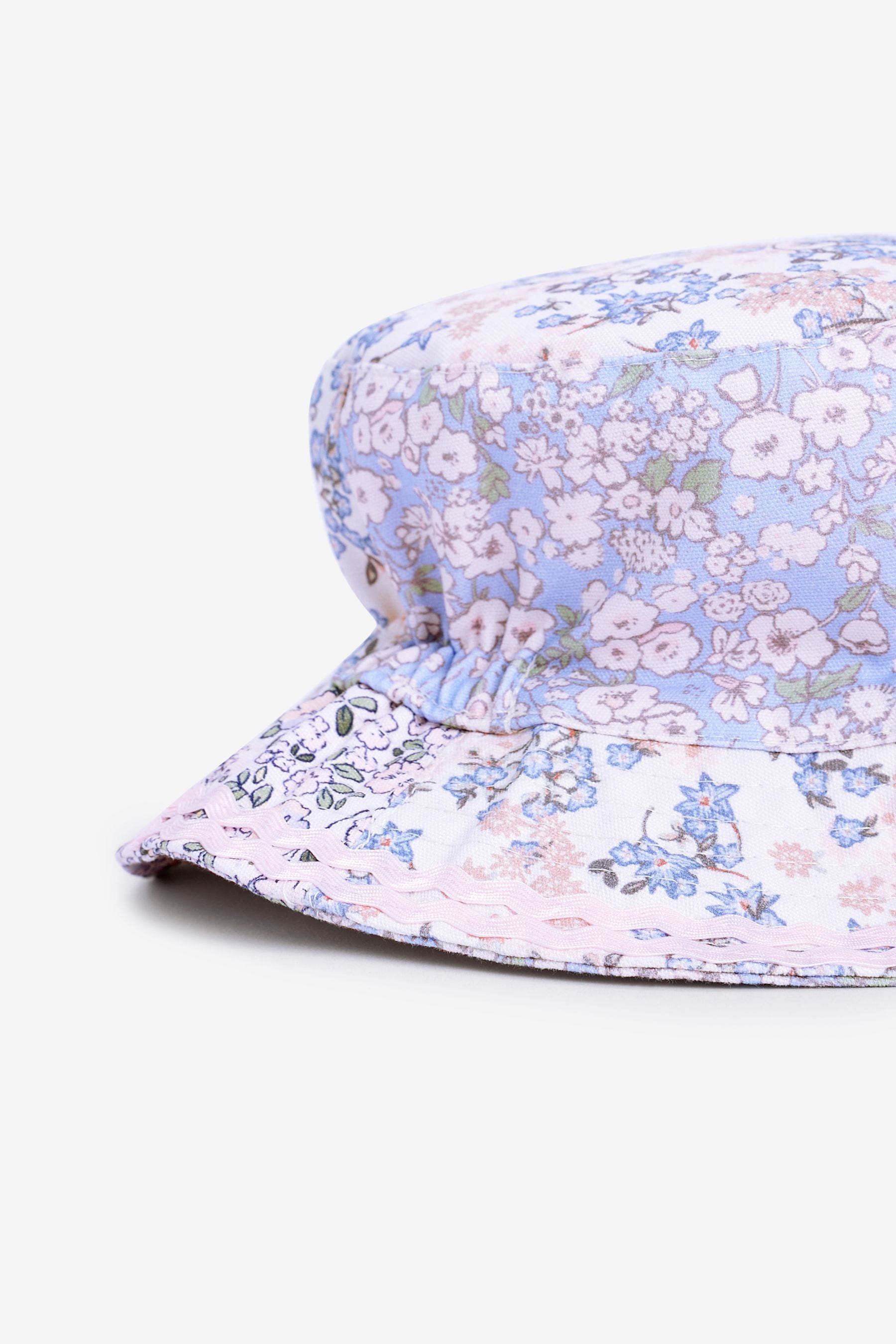 Pink/Blue Ditsy Patchwork Bucket Hat (3mths-10yrs)