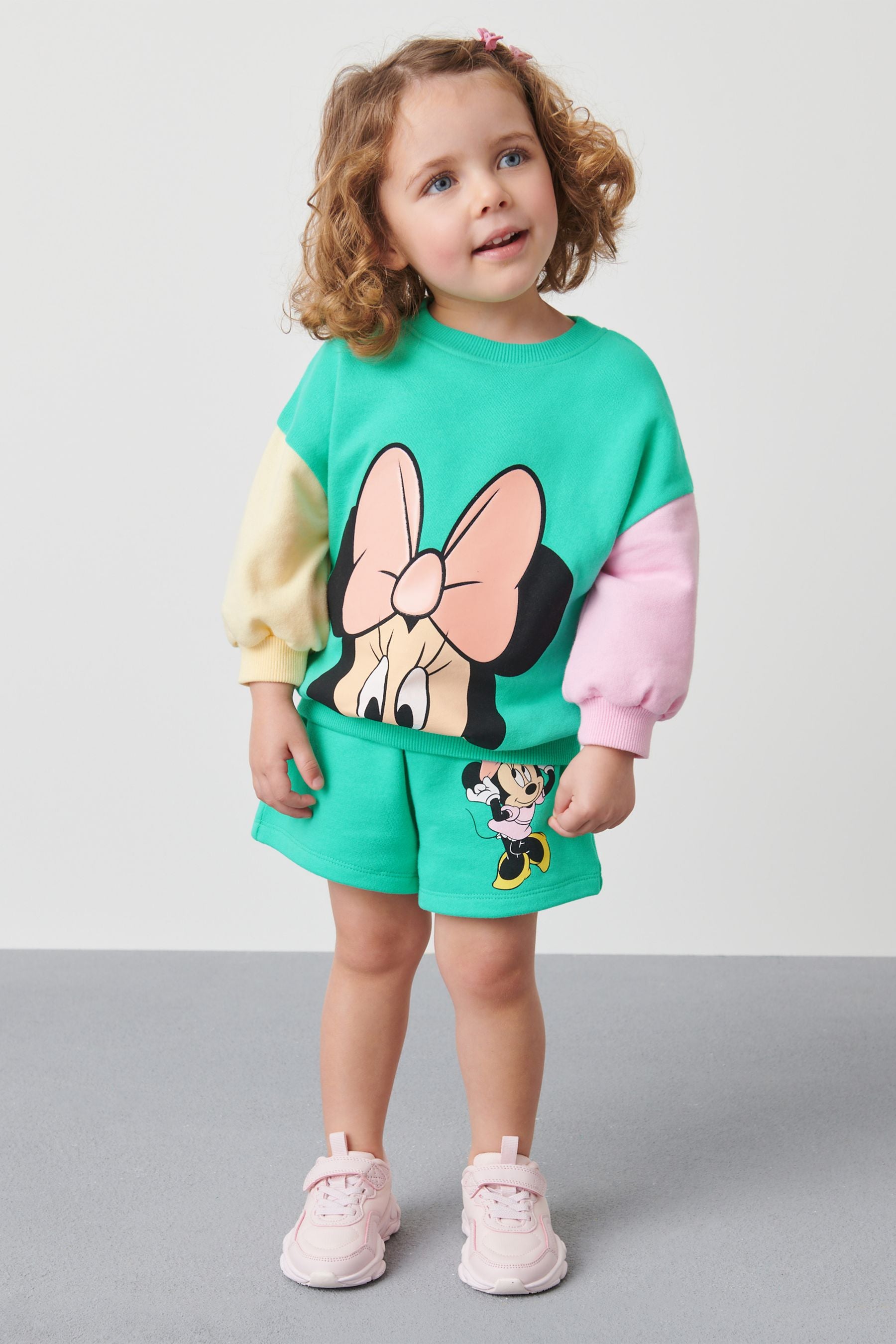 Green Minnie Mouse Sweater And Shorts Set (3mths-7yrs)