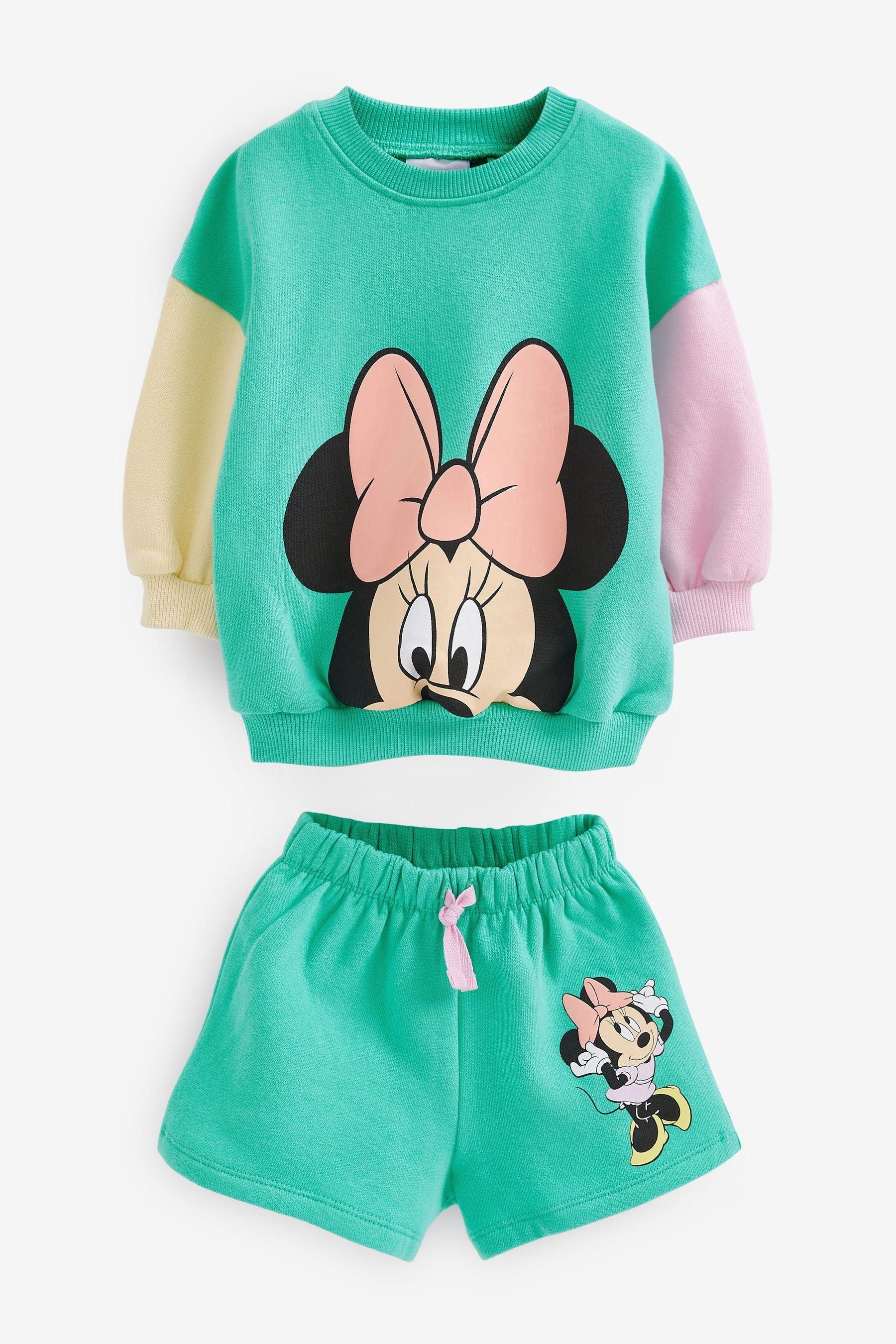 Green Minnie Mouse Sweater And Shorts Set (3mths-7yrs)