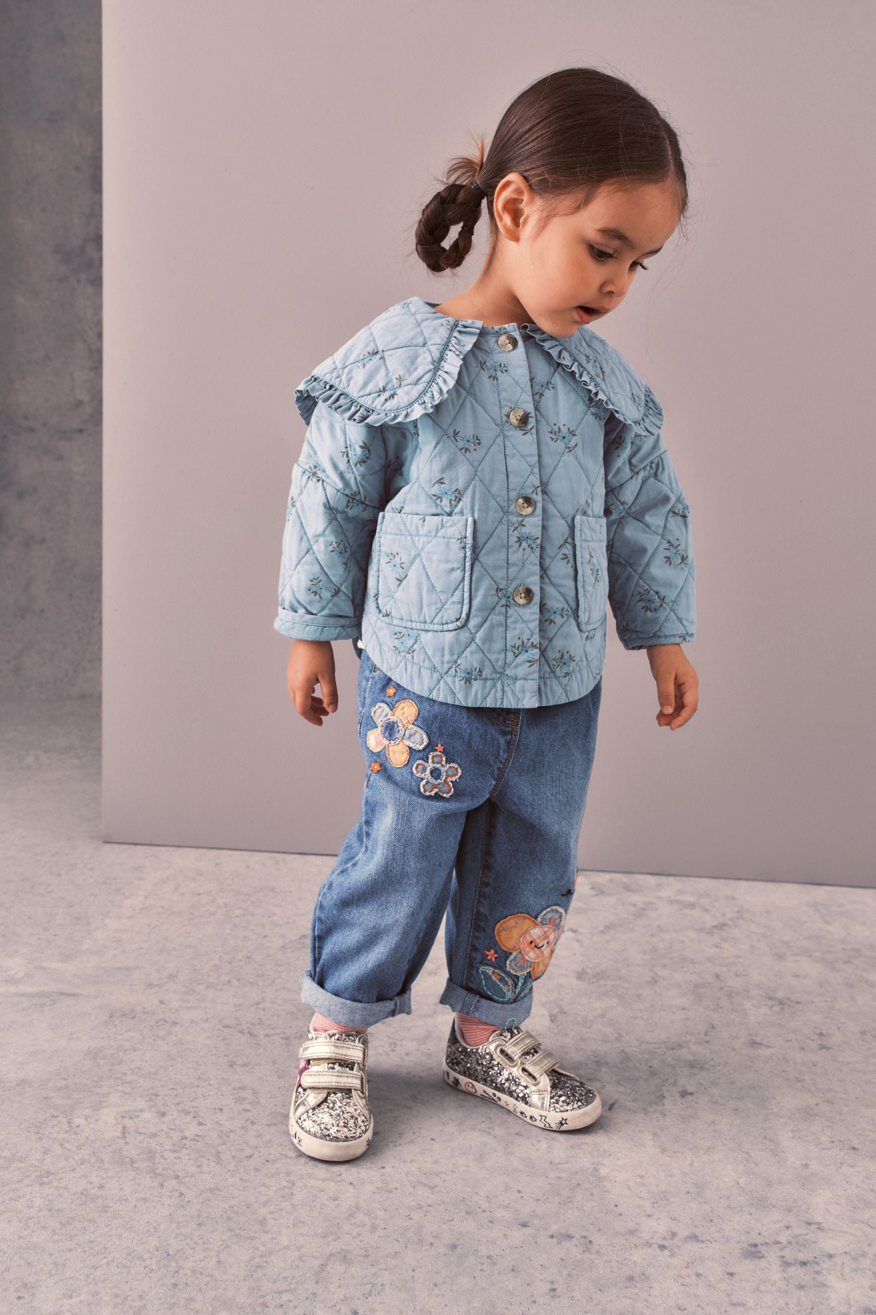 Blue Ditsy Quilted Jacket (9mths-7yrs)