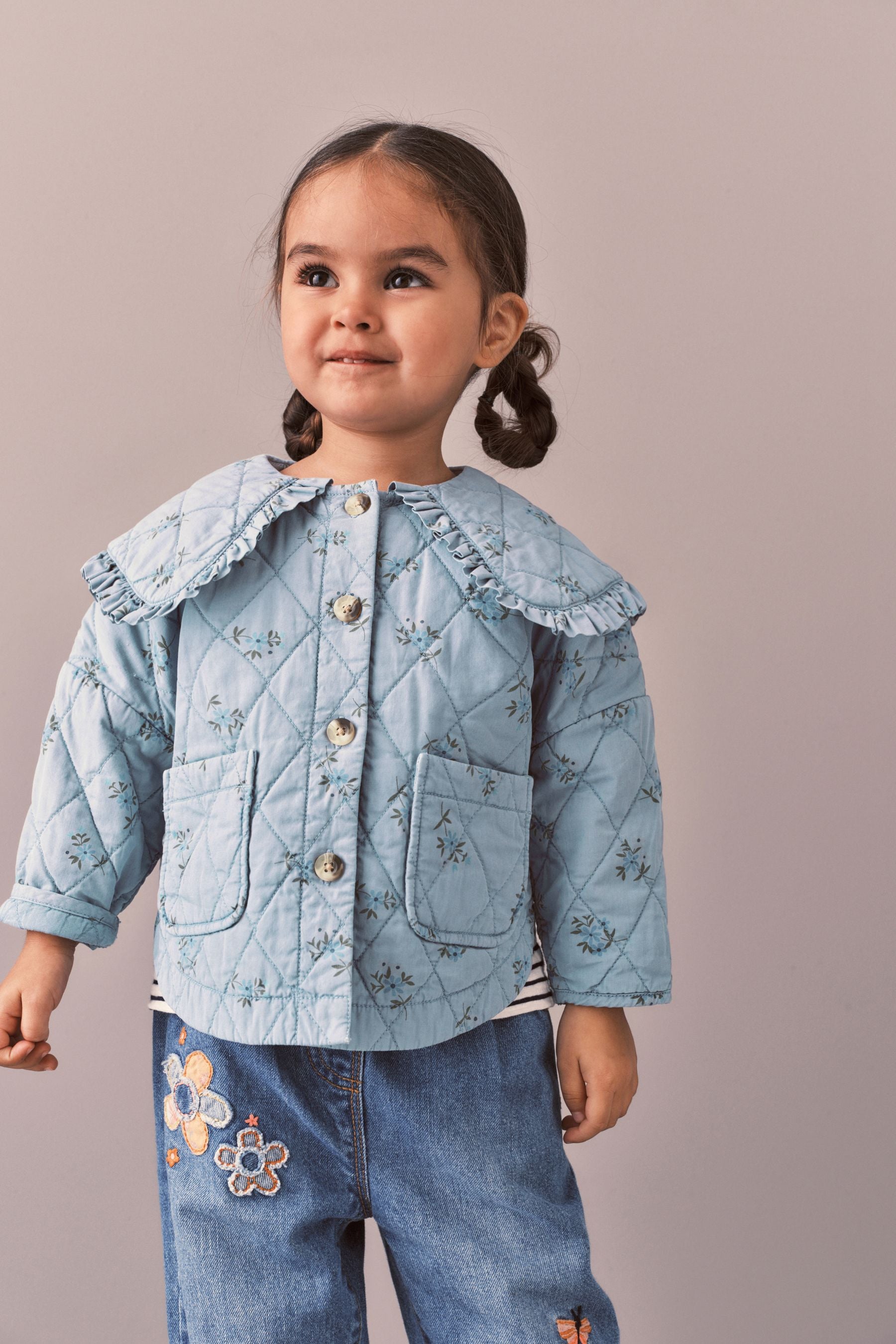 Blue Ditsy Quilted Jacket (9mths-7yrs)