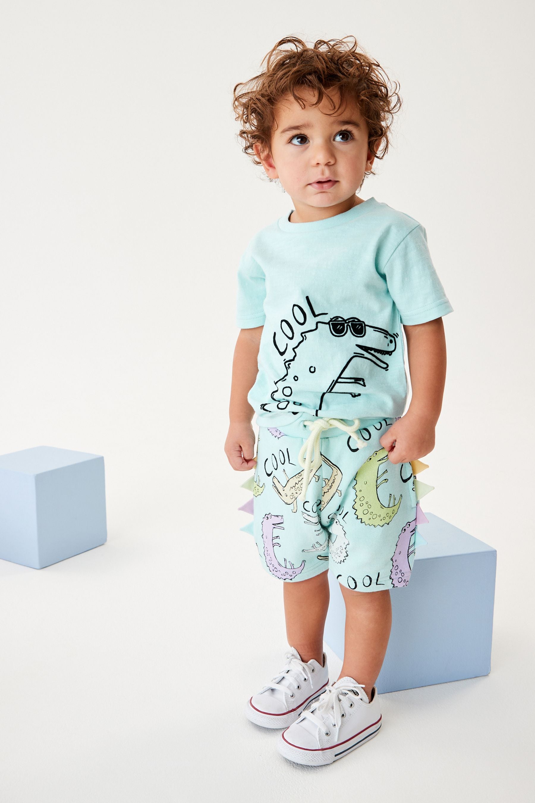 Blue Crocodile 3D Spikes T-Shirt And Shorts Set (3mths-7yrs)