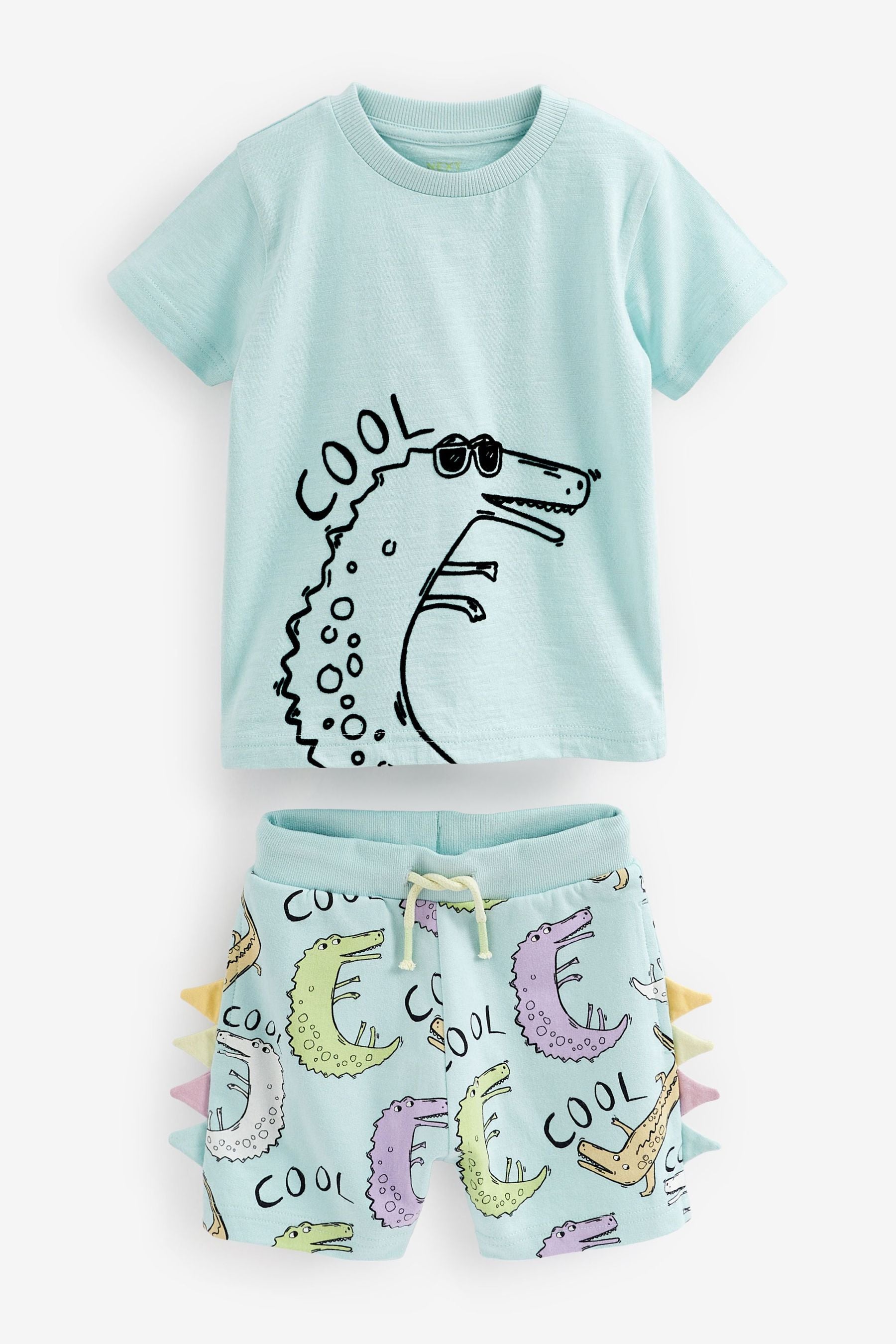 Blue Crocodile 3D Spikes T-Shirt And Shorts Set (3mths-7yrs)