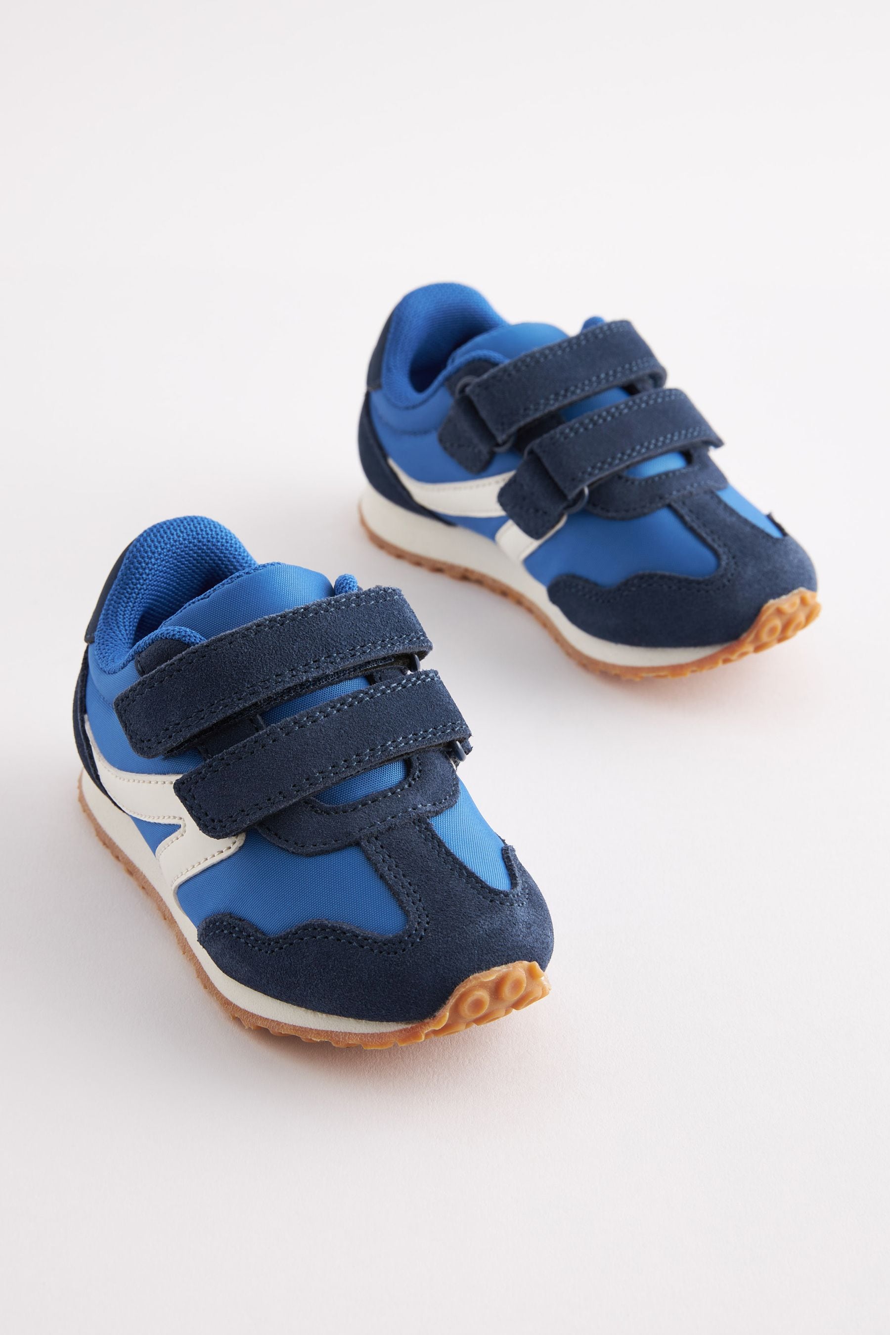 Navy Blue/White Retro Double Strap Trainers