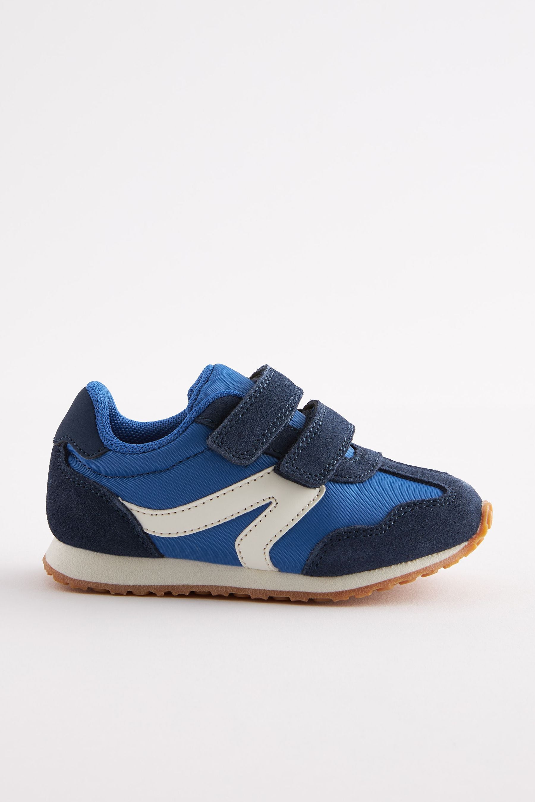 Navy Blue/White Retro Double Strap Trainers