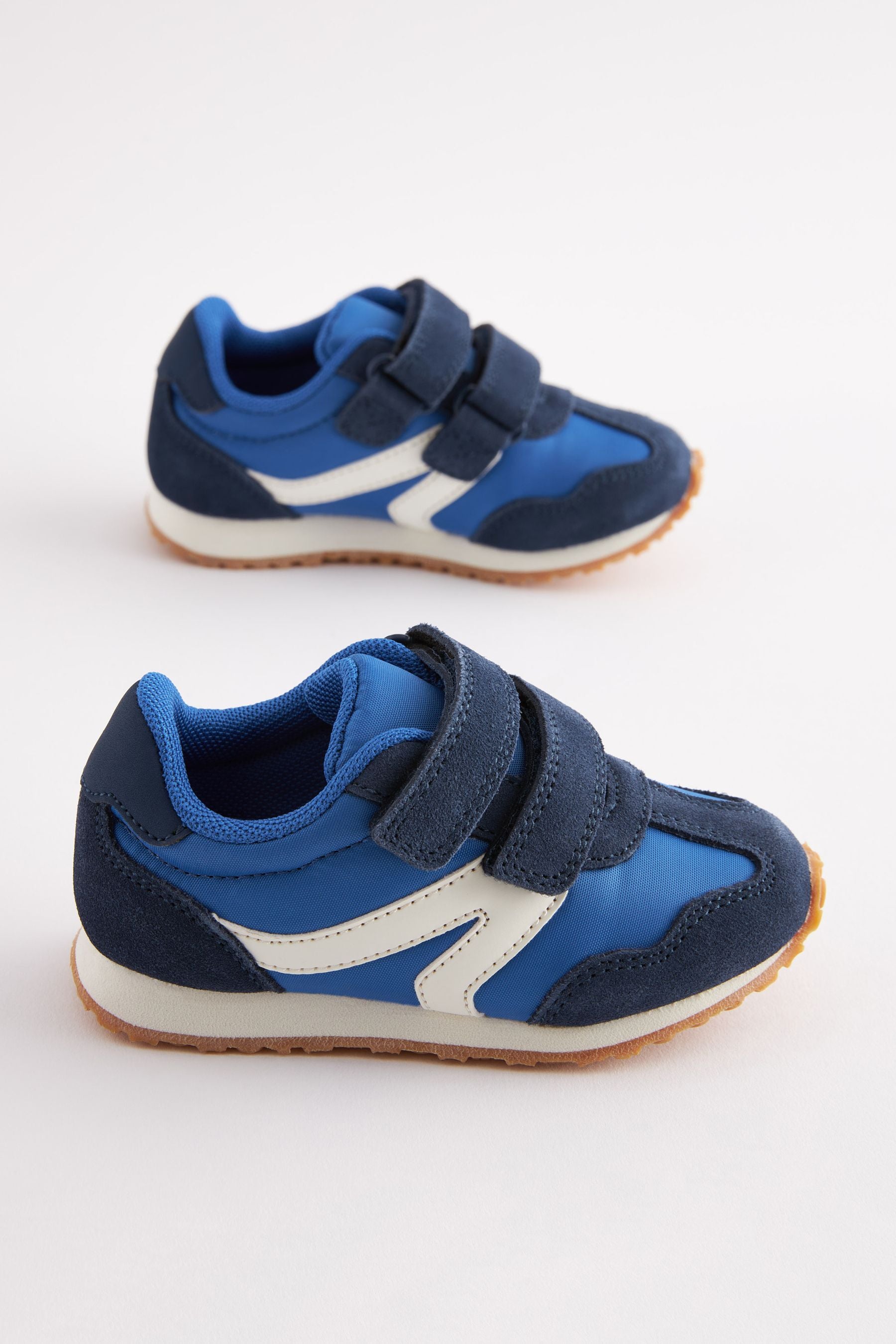 Navy Blue/White Retro Double Strap Trainers