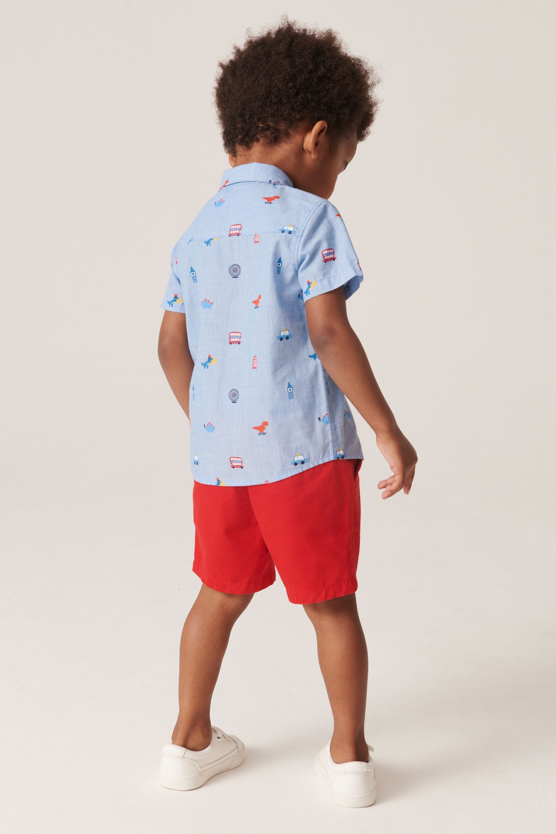 Red London Shirt, Short and Bowtie Set (3mths-7yrs)