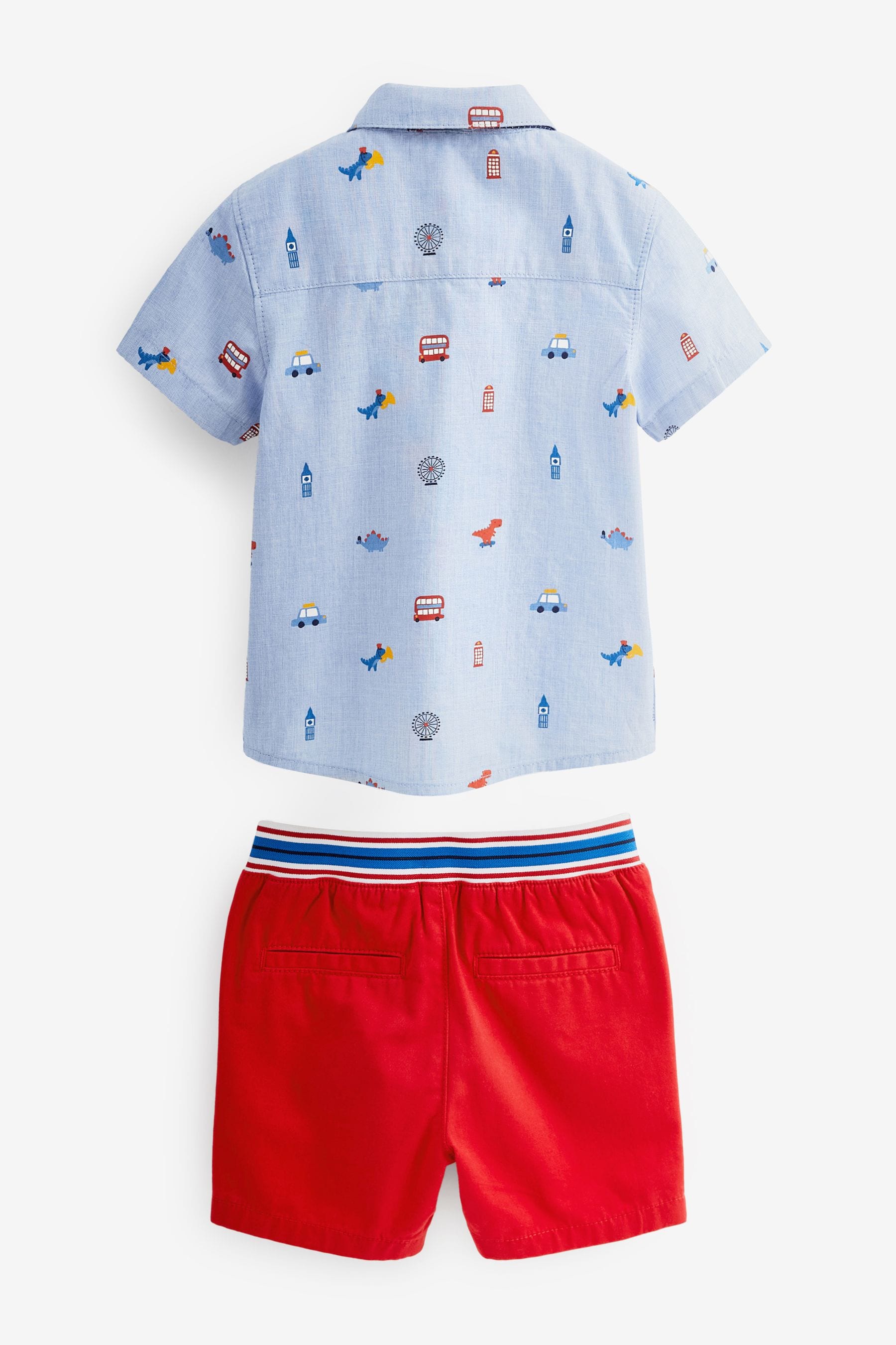 Red London Shirt, Short and Bowtie Set (3mths-7yrs)