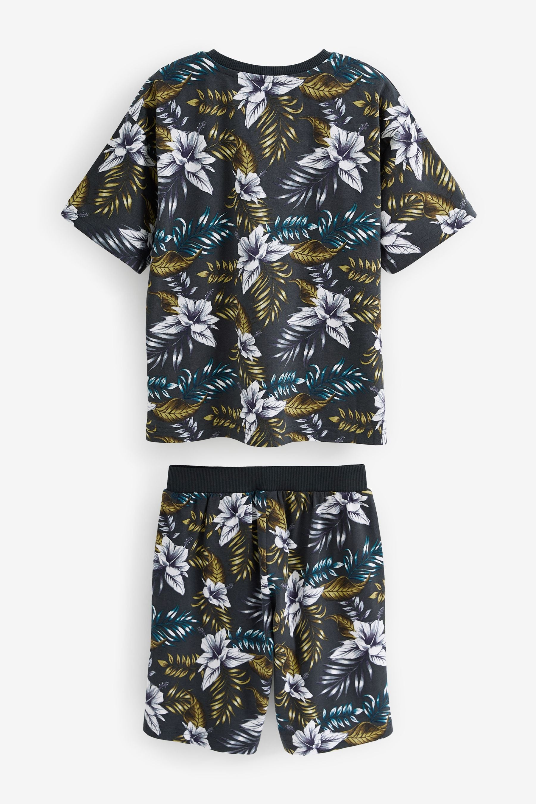 Monochrome Hawaiian Print Short Pyjamas (3-16yrs)