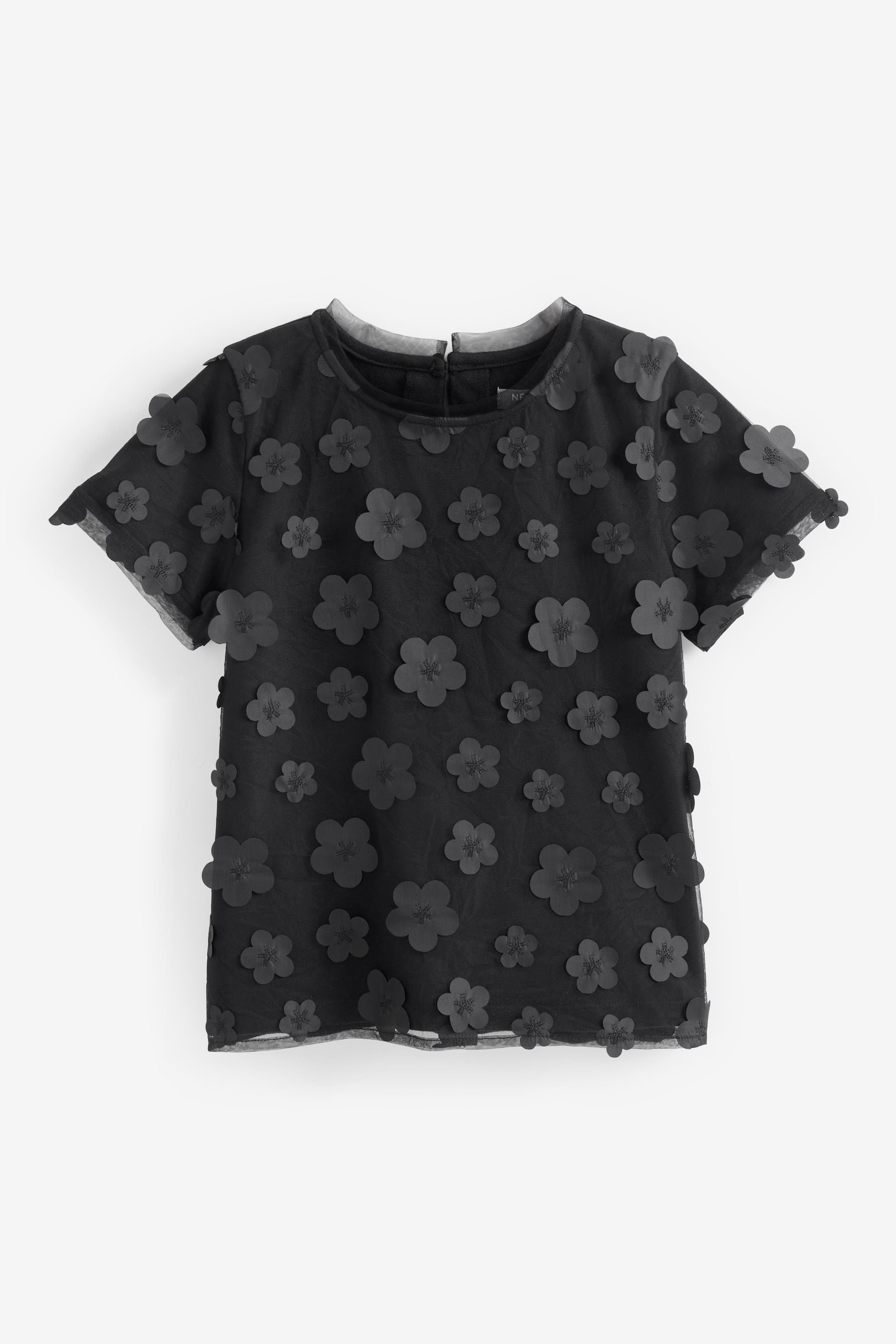 Black Flower 3D Mesh T-Shirt (3-16yrs)