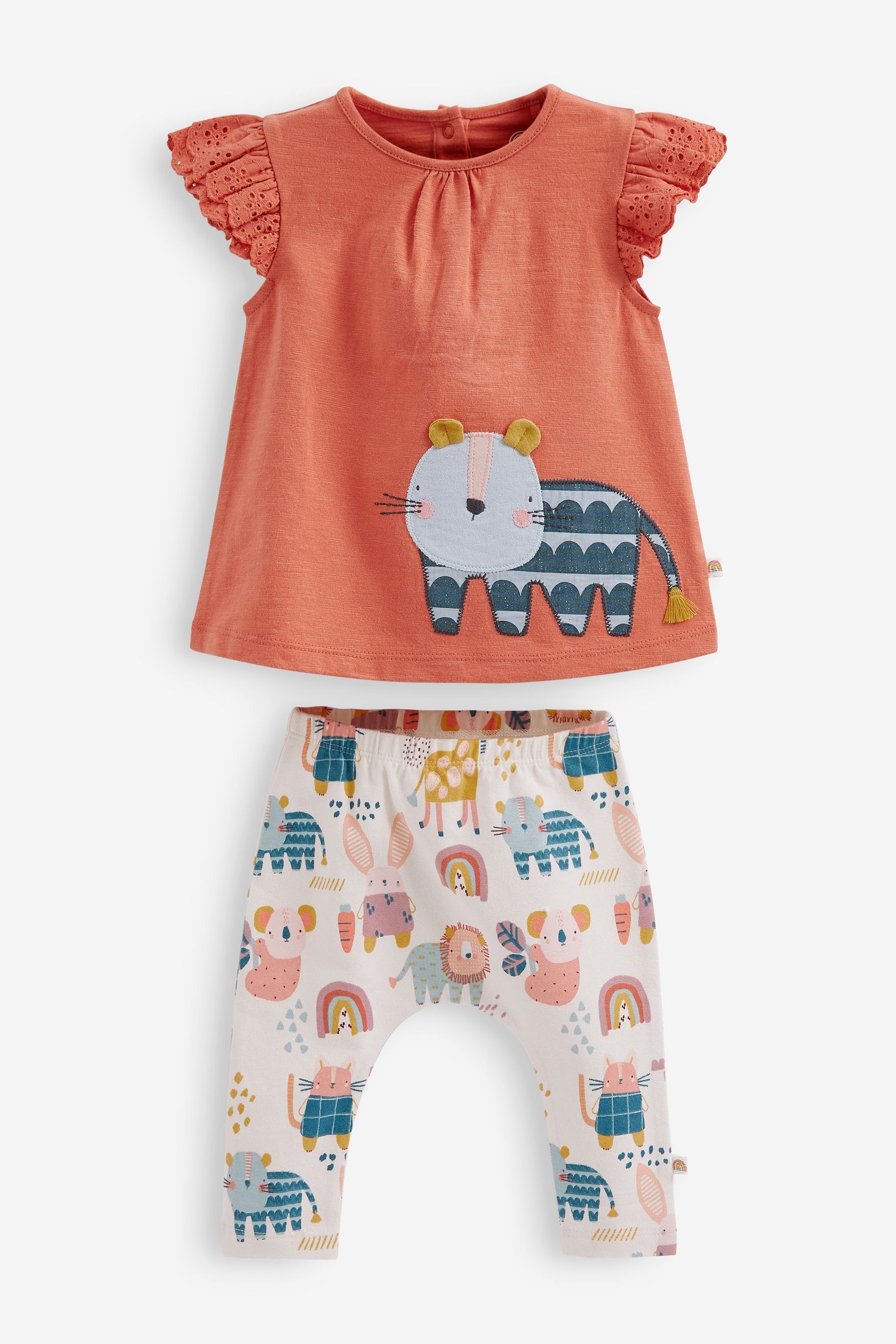 Rust Brown Cat 2 Piece Baby T-Shirt and Leggings Set