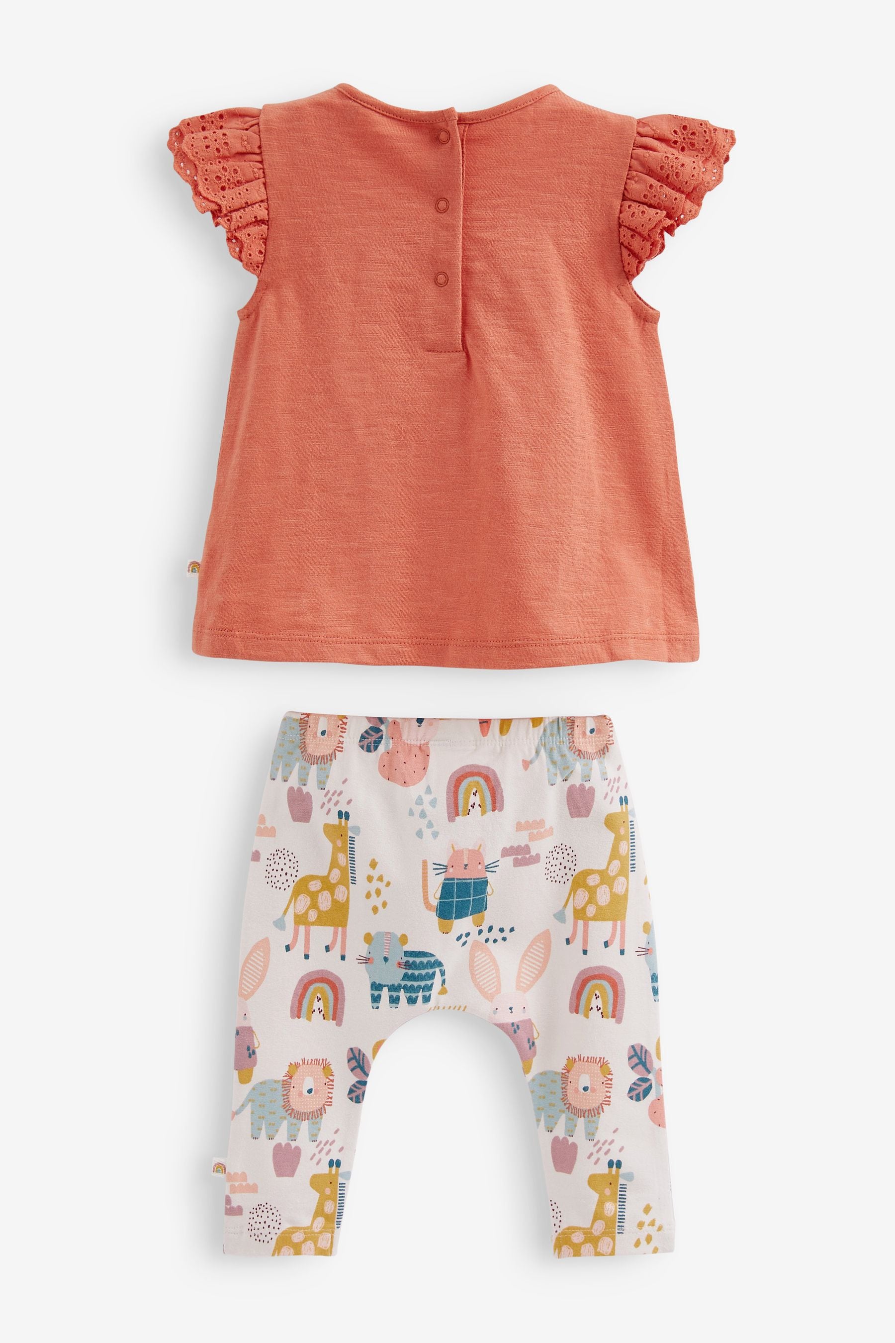 Rust Brown Cat 2 Piece Baby T-Shirt and Leggings Set