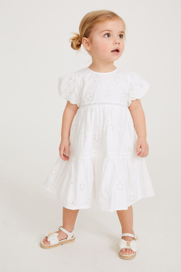 White Baker by Ted Baker Branded Broderie Dress