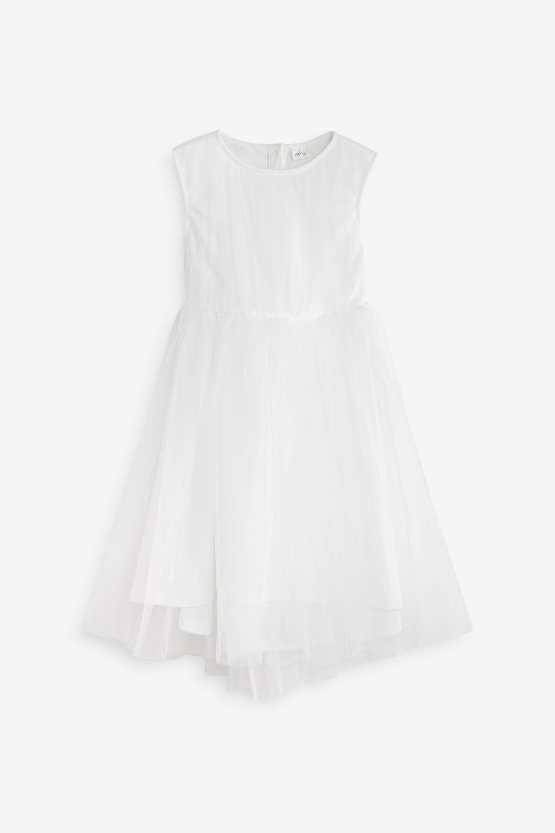 Ivory White Mesh Tie Back Party Dress (3-16yrs)