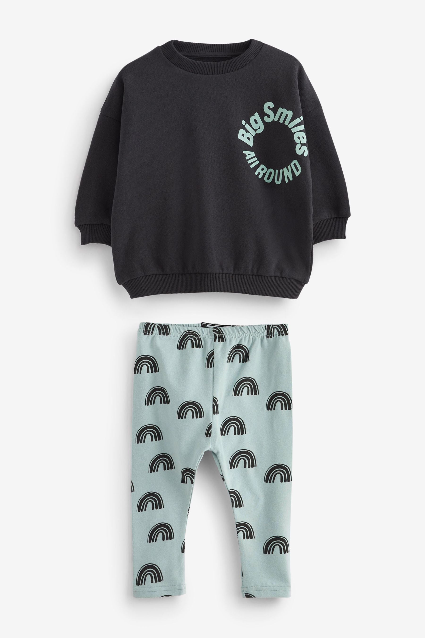 Light Blue Rainbow Crew Sweatshirt And Leggings Set (3mths-7yrs)