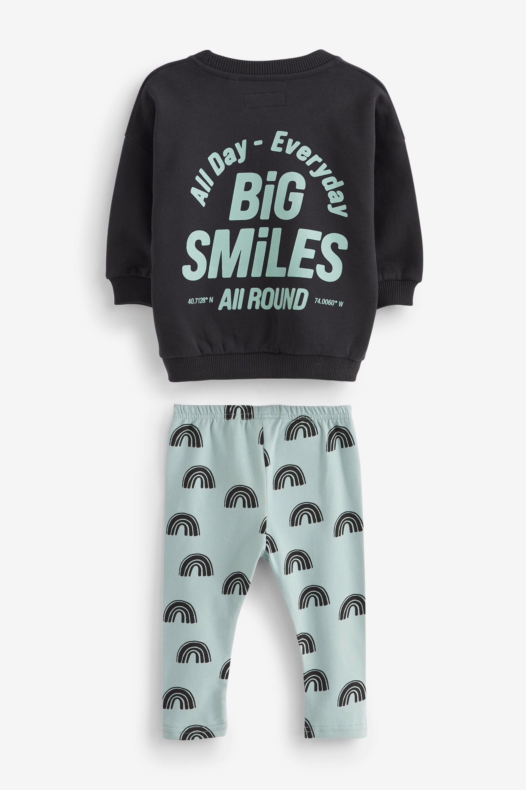 Light Blue Rainbow Crew Sweatshirt And Leggings Set (3mths-7yrs)