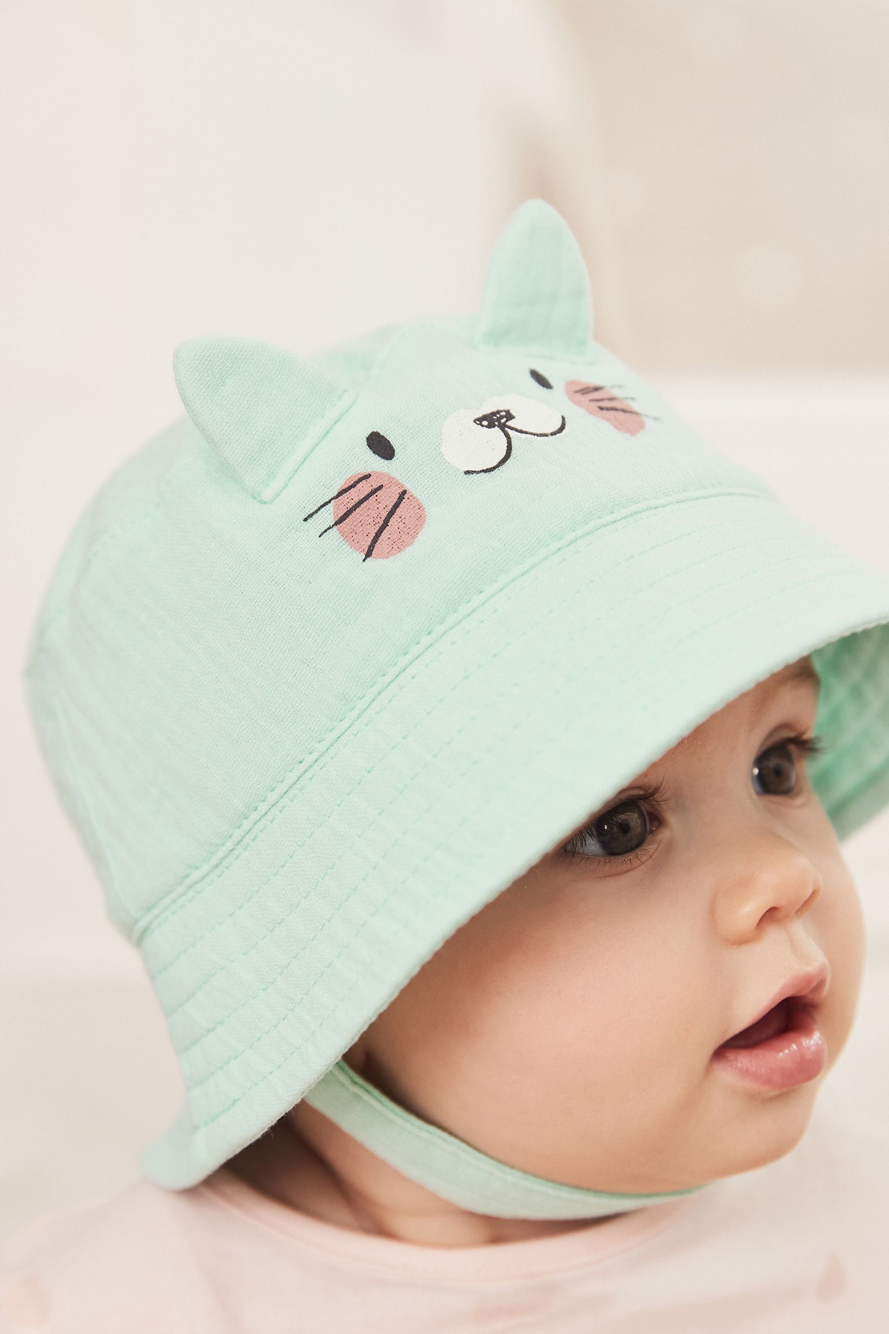 Mint Green Character Baby Bucket Hat (0mths-2yrs)