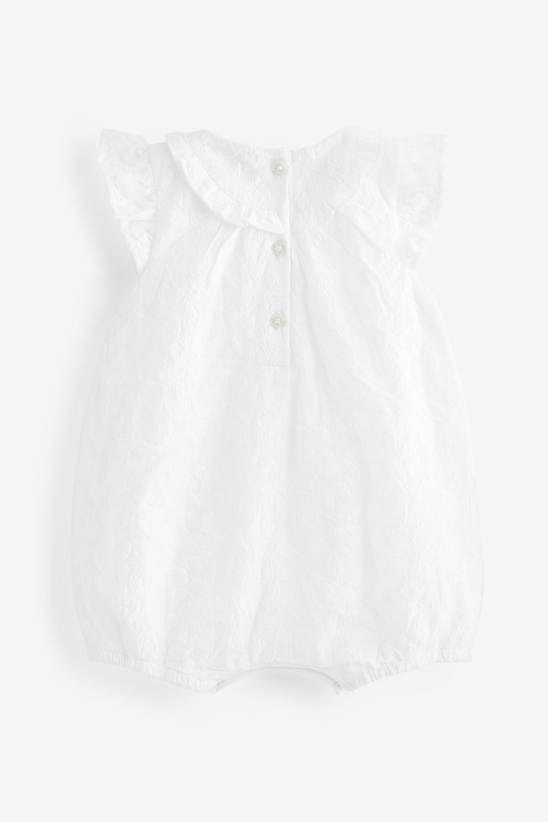 White Broiderie Baby Playsuit (0mths-2yrs)