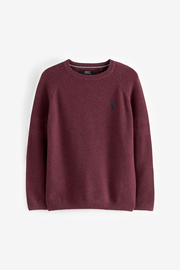 Berry Red Textured Crew Jumper (3-16yrs)