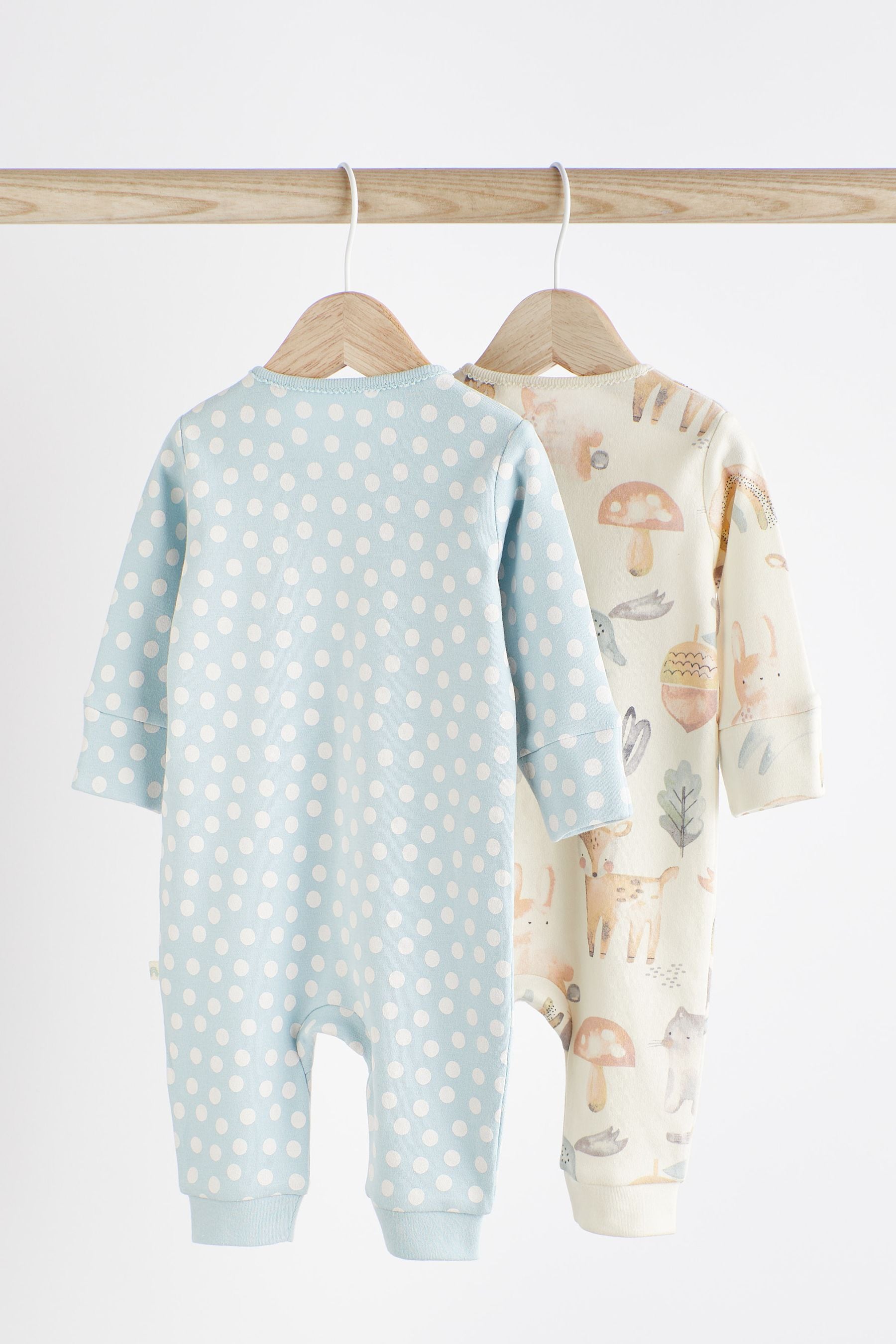 Blue Footless Zip Baby Sleepsuits 2 Pack (0mths-2yrs)