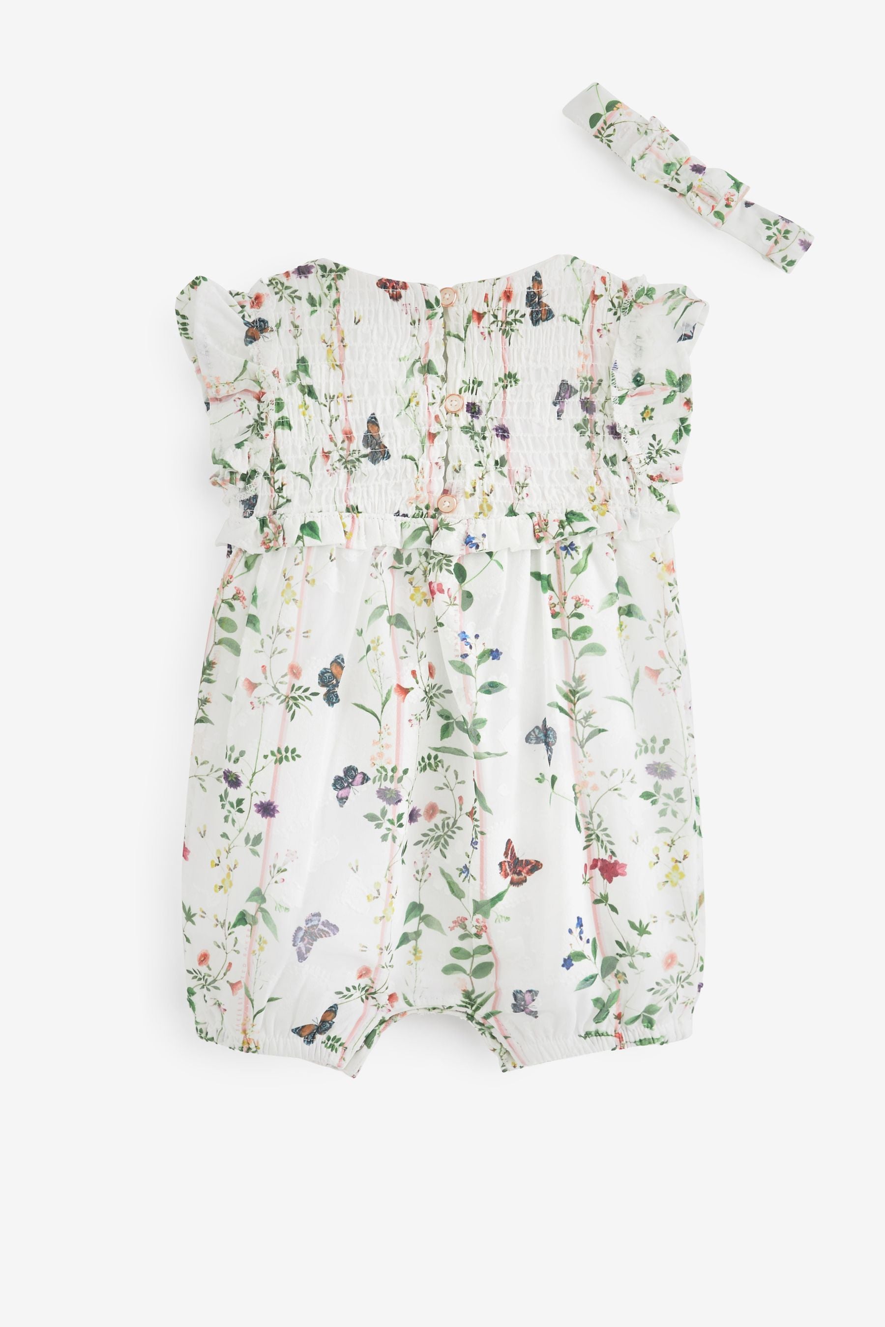 White Baker by Ted Baker White Floral Romper And Headband Set