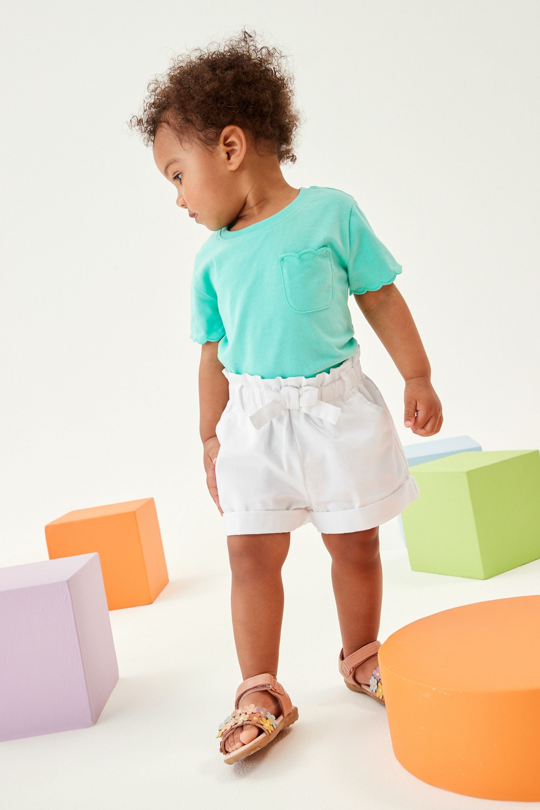 White Chino Tie Belt Shorts (3mths-7yrs)