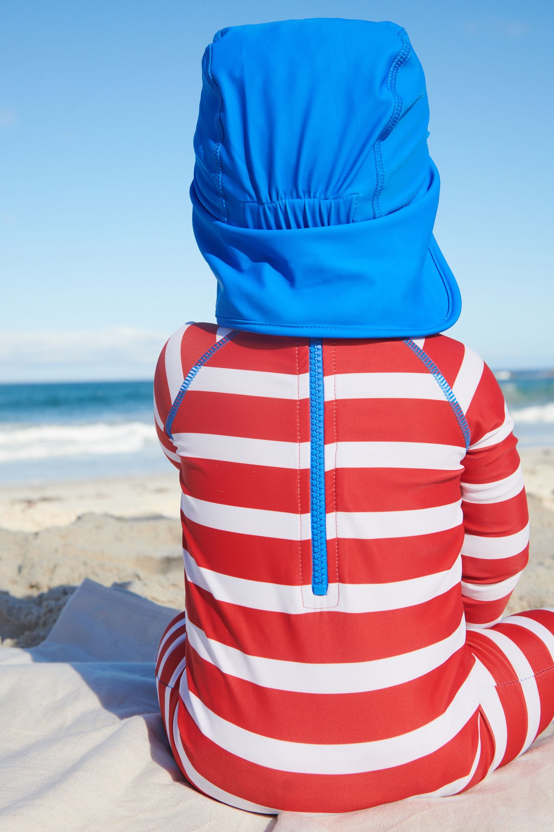 Red Stripe Sunsafe Swimsuit And Hat (3mths-7yrs)