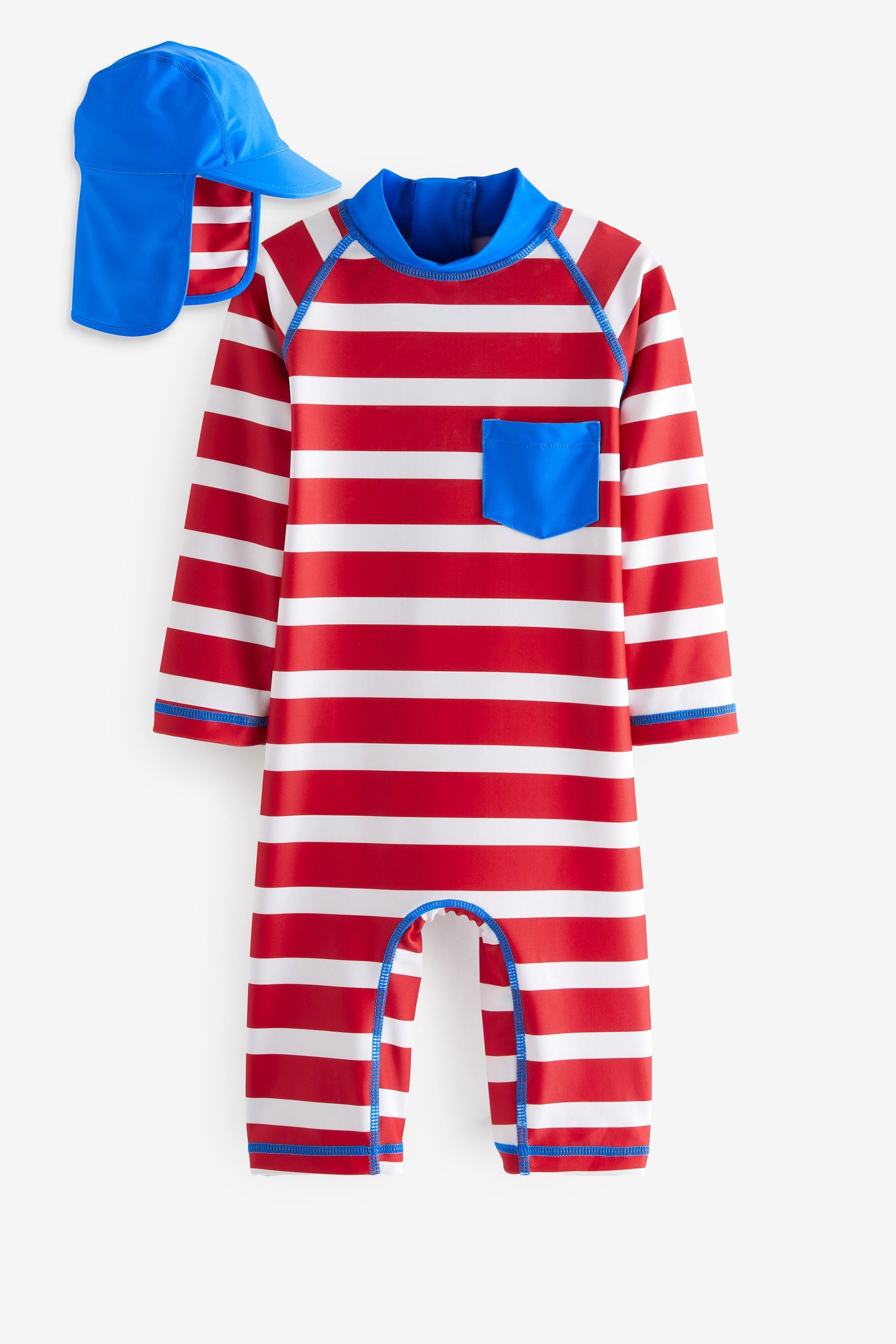 Red Stripe Sunsafe Swimsuit And Hat (3mths-7yrs)