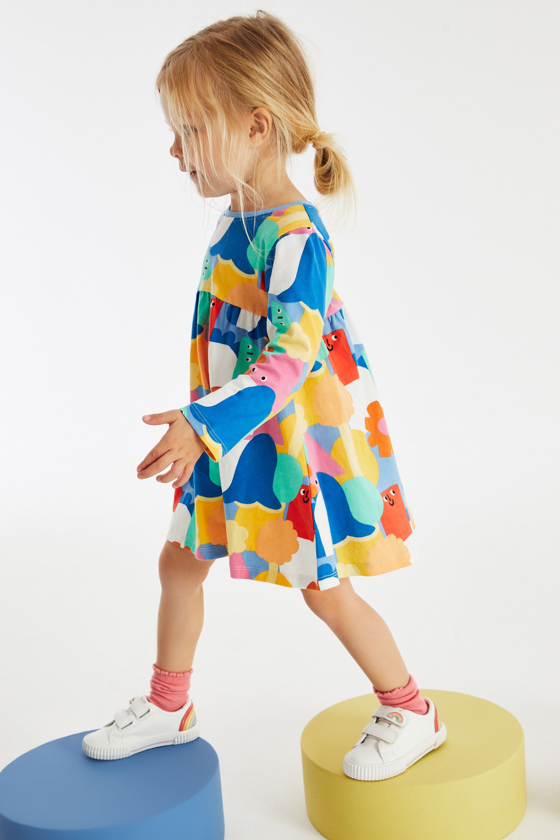 Multicoloured Long Sleeve Jersey Dress (3mths-7yrs)