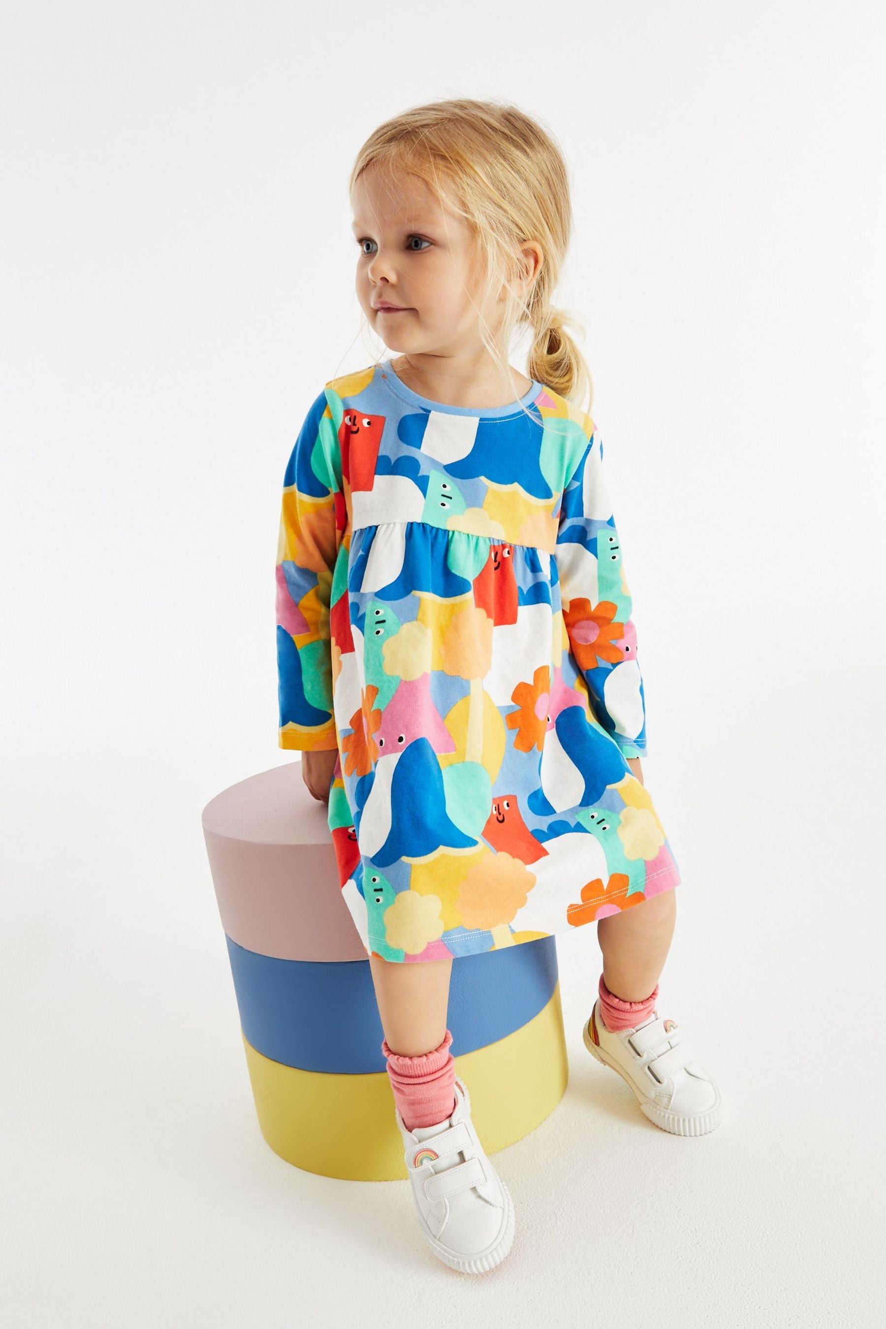 Multicoloured Long Sleeve Jersey Dress (3mths-7yrs)