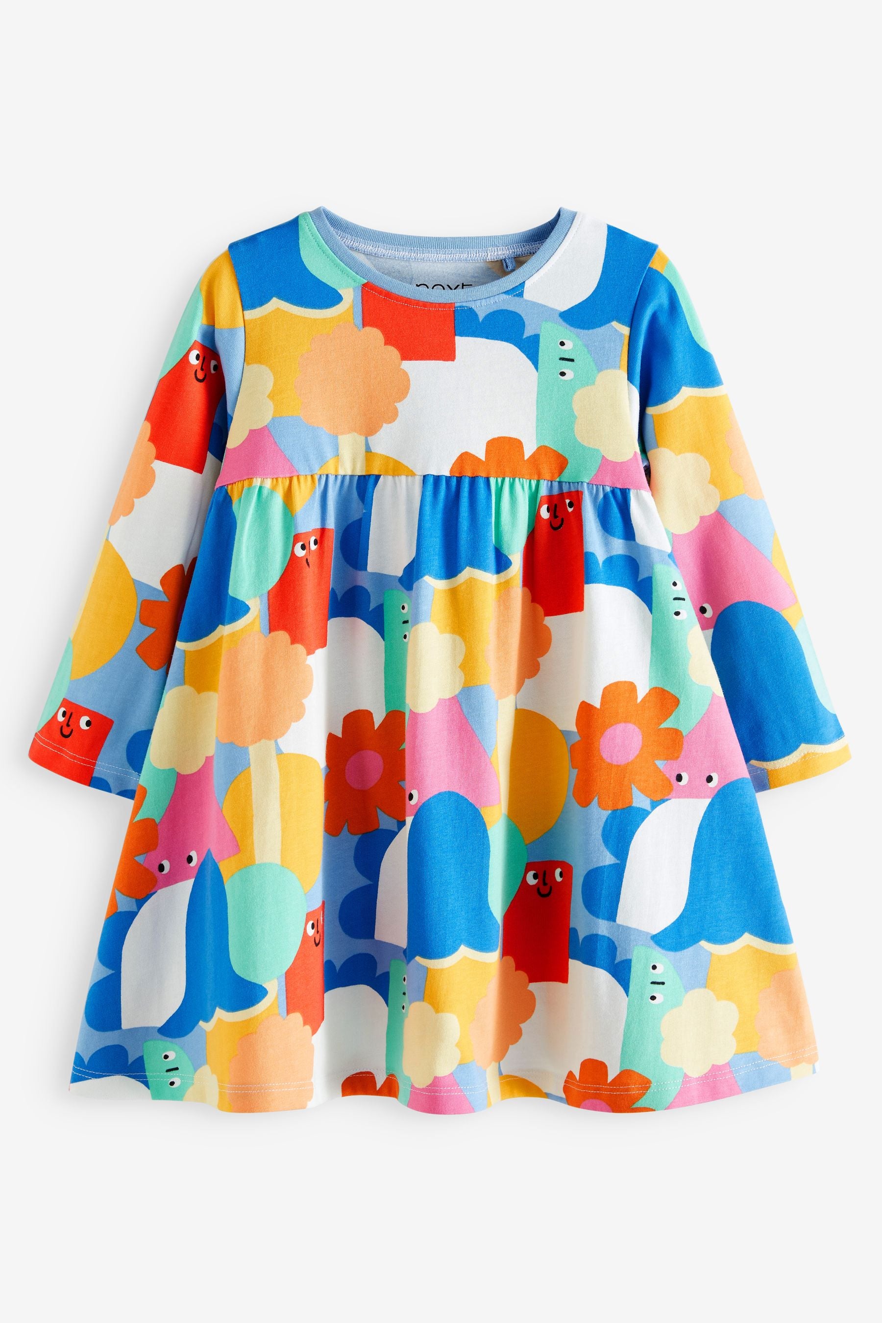 Multicoloured Long Sleeve Jersey Dress (3mths-7yrs)