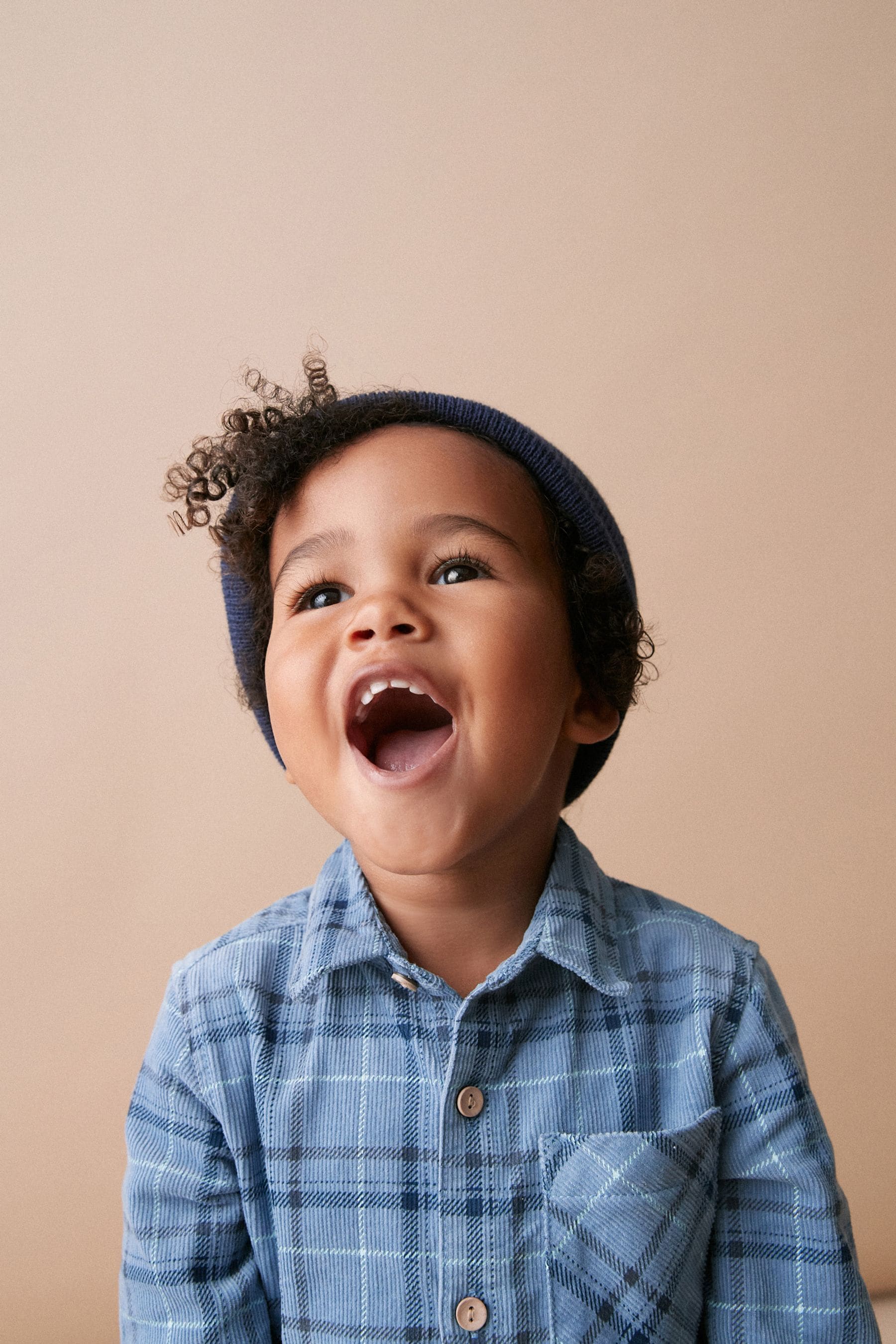 Blue Check Corduroy Long Sleeve Shirt (3mths-7yrs)